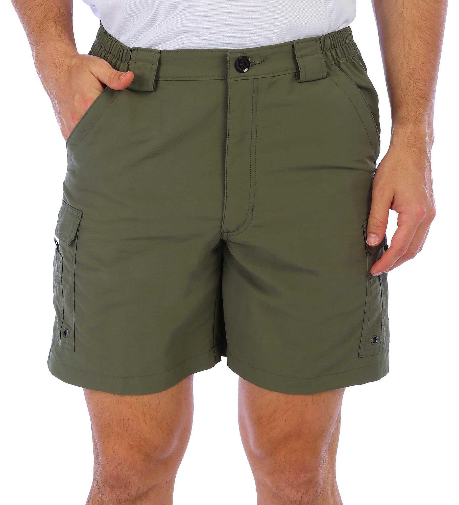 Reel Legends Men's UPF 50+ Quick-Dry Cargo Fishing Shorts with Solid Bonefish Design - Perfect for Saltwater Fishing & Outdoor Adventures