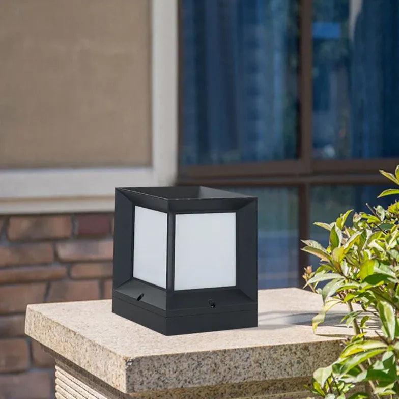 Frosted Glass Square Solar Outdoor Pillar Lights - Waterproof Garden Pathway Lighting for Patio, Yard, and Driveway Decoration