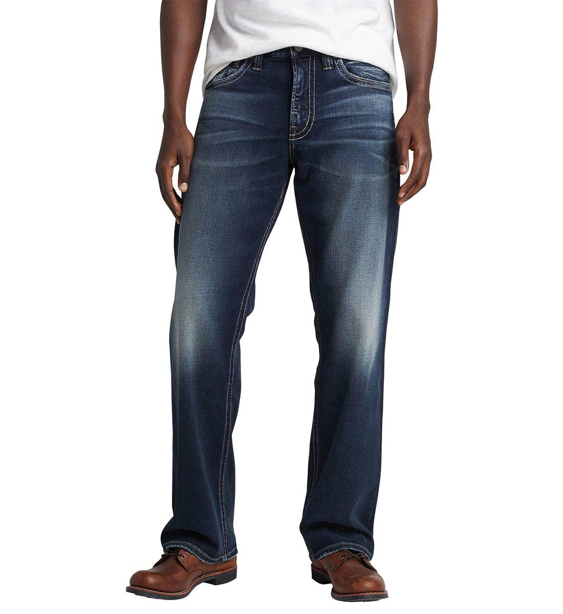 Silver Jeans Co. Men's Zac Relaxed Fit Straight Leg Jeans - Comfortable Casual Denim Pants for Everyday Wear & Outdoor Activities