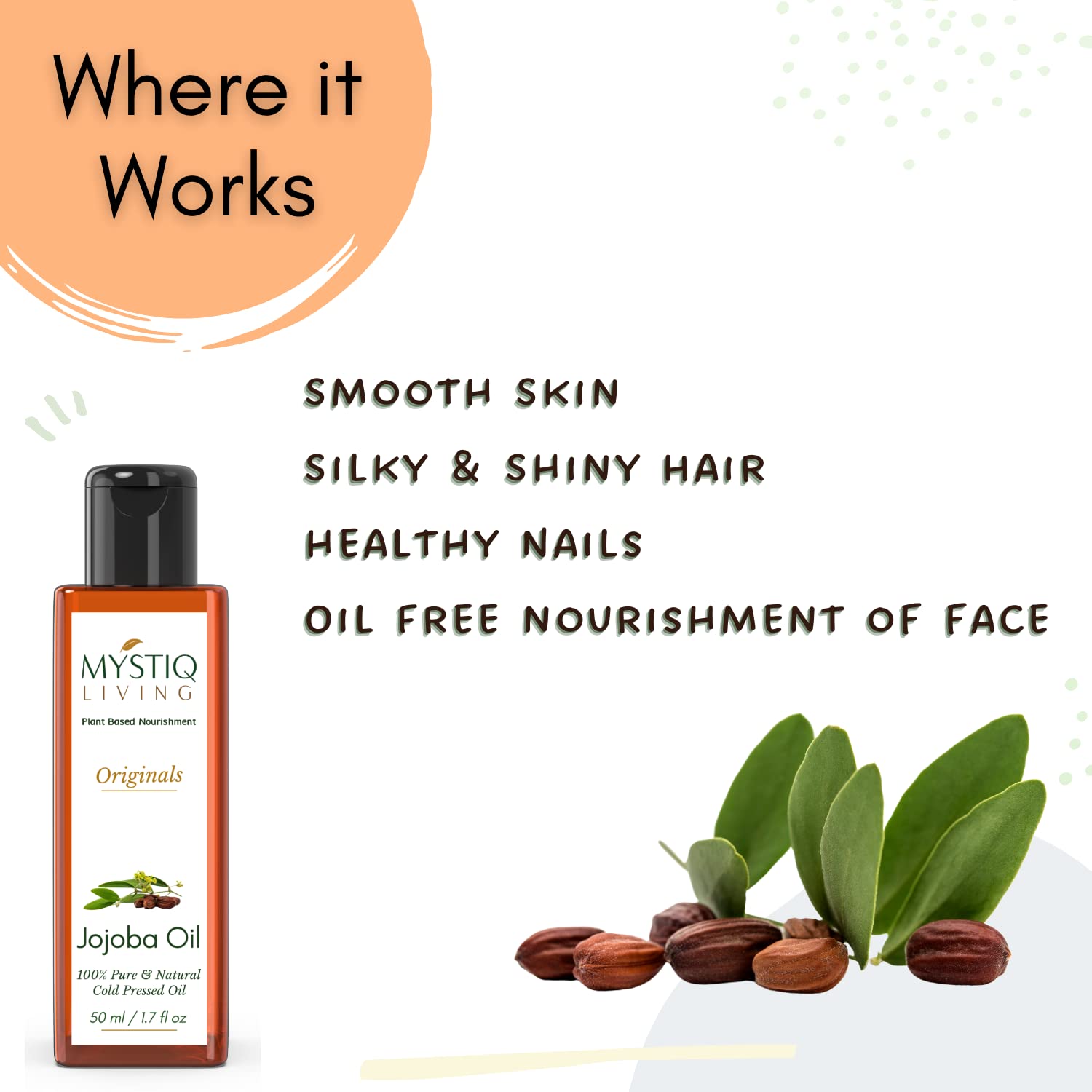 **Pure Cold-Pressed Jojoba Oil for Hair & Skin - Natural Unrefined Moisturizer, Makeup Remover, Lip Balm & Hair Vitalizer - 50ml (1 Count) | Ideal for Dry Skin, Hair Growth & DIY Beauty Recipes**