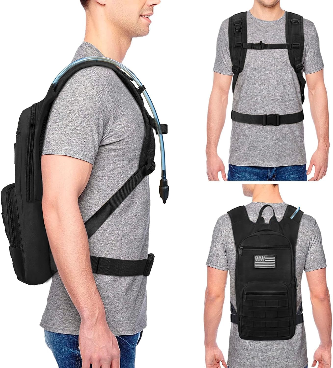 NOOLA 3L Hydration Backpack with TPU Water Bladder - Lightweight Tactical Hydration Pack for Men & Women - Molle Compatible for Hiking, Biking, Hunting & Outdoor Adventures - Perfect for Camping, Running & Sports Activities
