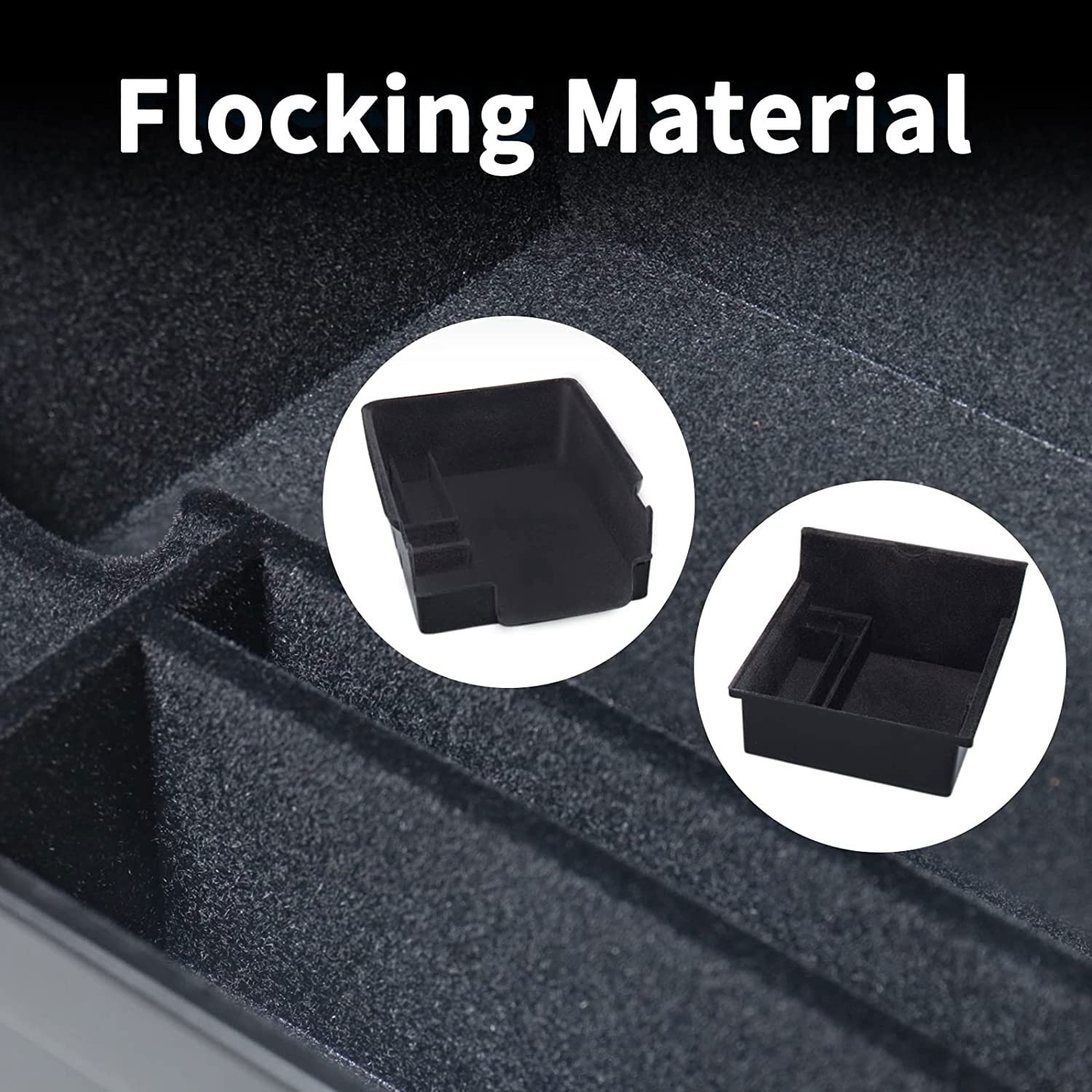 Carwiner 3PC Center Console Organizer Tray for Tesla Model 3/Y 2021-2023 - Flocked Armrest Storage Box with Dividers | Interior Accessories for Car Organization | Perfect for Daily Commute & Road Trips