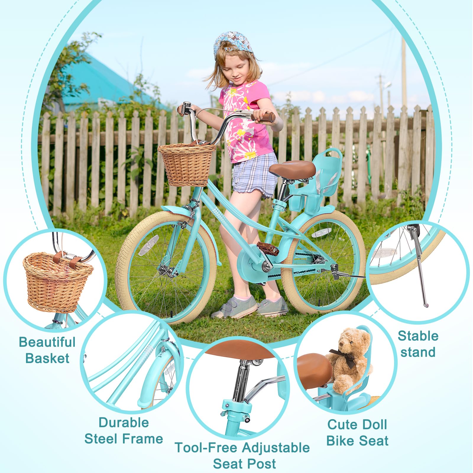 **67i Girls & Boys Toddler Bike - 12, 14, 16, 20 Inch Kids Bicycle for Ages 2-12 Years - Training Wheels, Basket & Doll Seat Included - Perfect for Outdoor Play, Park Rides & Neighborhood Adventures**