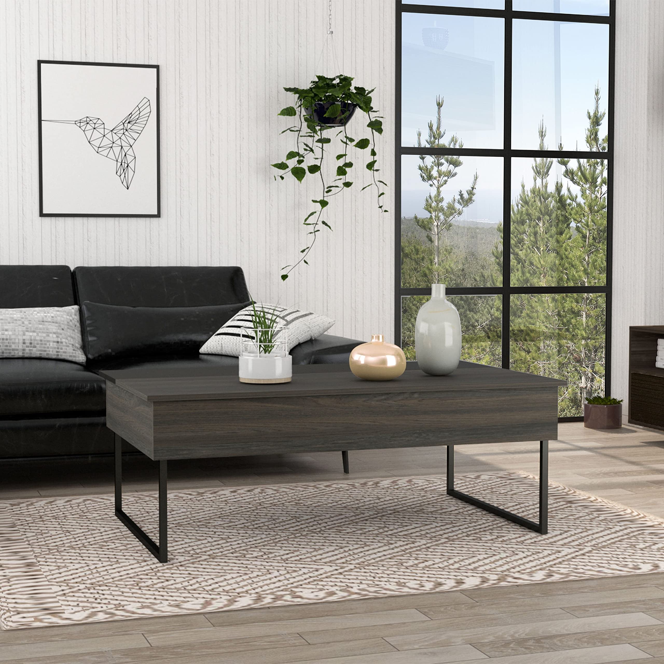 Chester Lift Top Coffee Table with Storage - Modern Living Room Furniture for Small Spaces | Perfect for TV Snacks, Remote Control Storage & Home Organization