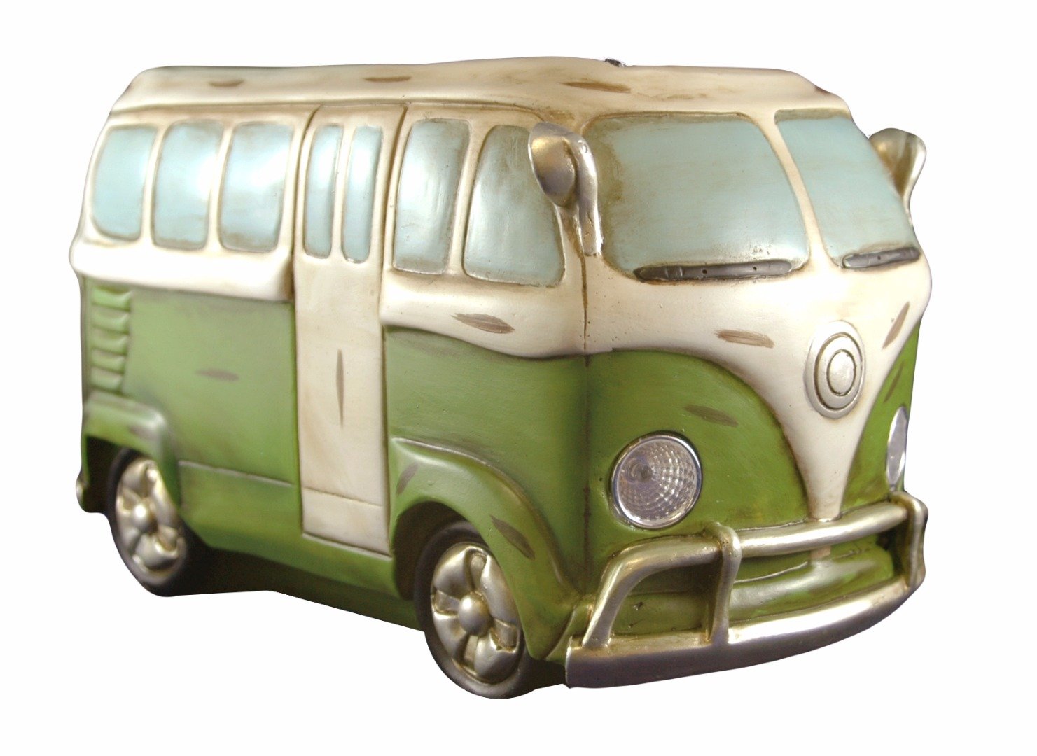 Eco-Friendly Hippie Camper Van Planter with Solar Lights - Green Vintage Flower Pot for Garden, Patio & Indoor Decor | Perfect for Boho Home, Outdoor Camping & Van Life Aesthetic