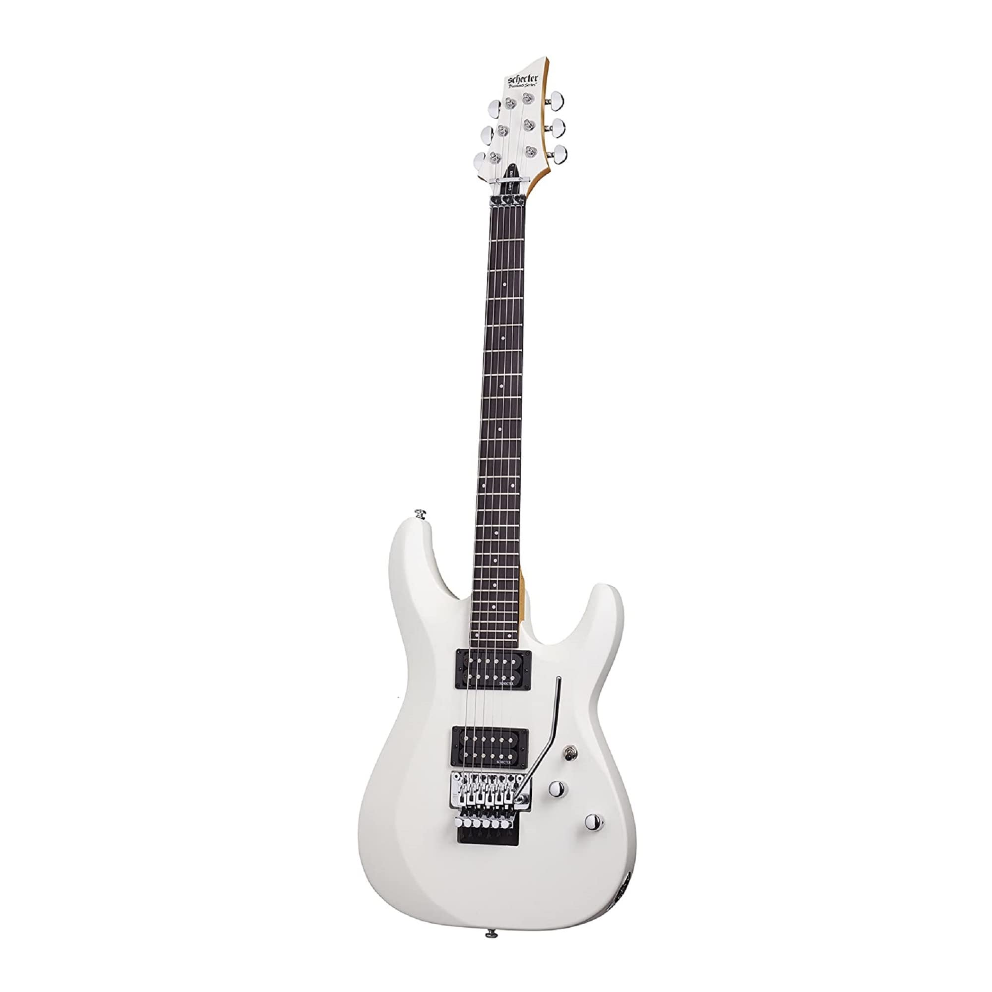 Schecter C-6 FR DELUXE Satin White Solid-Body Electric Guitar with Floyd Rose Tremolo - Professional Electric Guitar for Rock, Metal & Stage Performance - Perfect for Live Gigs & Studio Recording