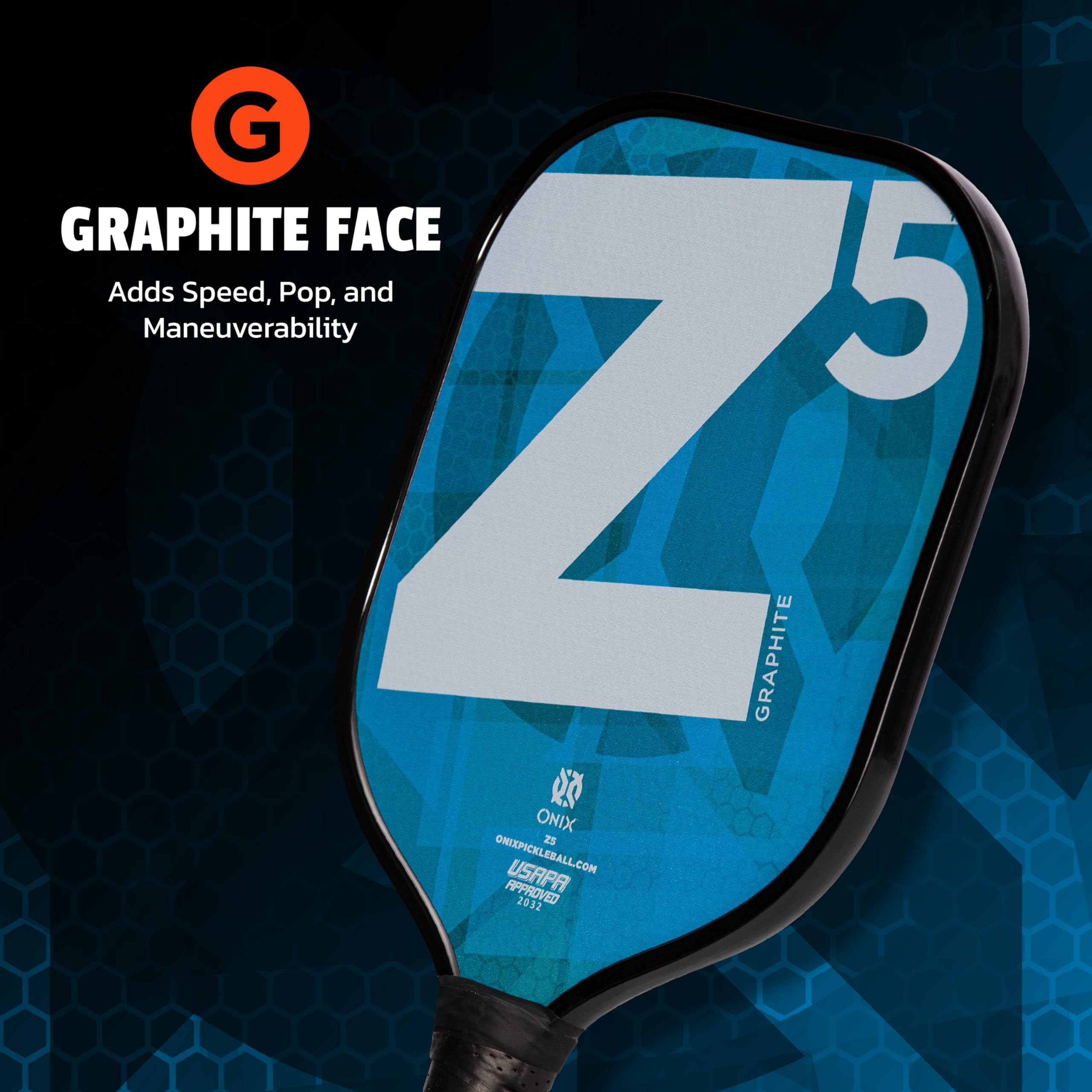 ONIX Graphite Z5 Carbon Fiber Pickleball Paddle with Cushion Comfort Grip - USAPA Approved for Tournament Play - Perfect for Indoor & Outdoor Pickleball Games
