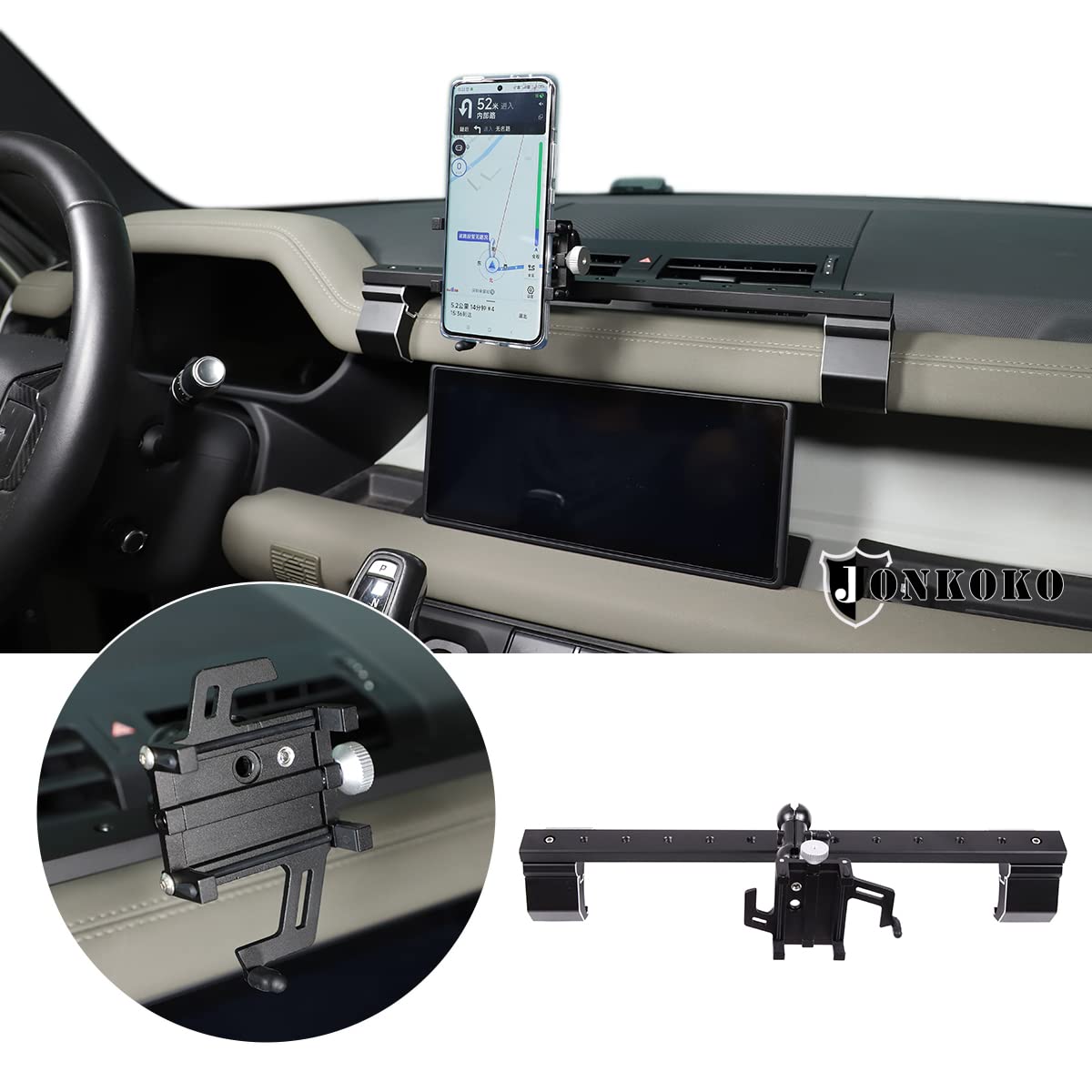 Universal Car Phone Holder Mount for Land Rover Defender 90/110/130 (2020-2025) - Adjustable Center Console Phone Stand with Non-Slip Grip, Compatible with iPhone & Android - Perfect for GPS Navigation & Hands-Free Driving