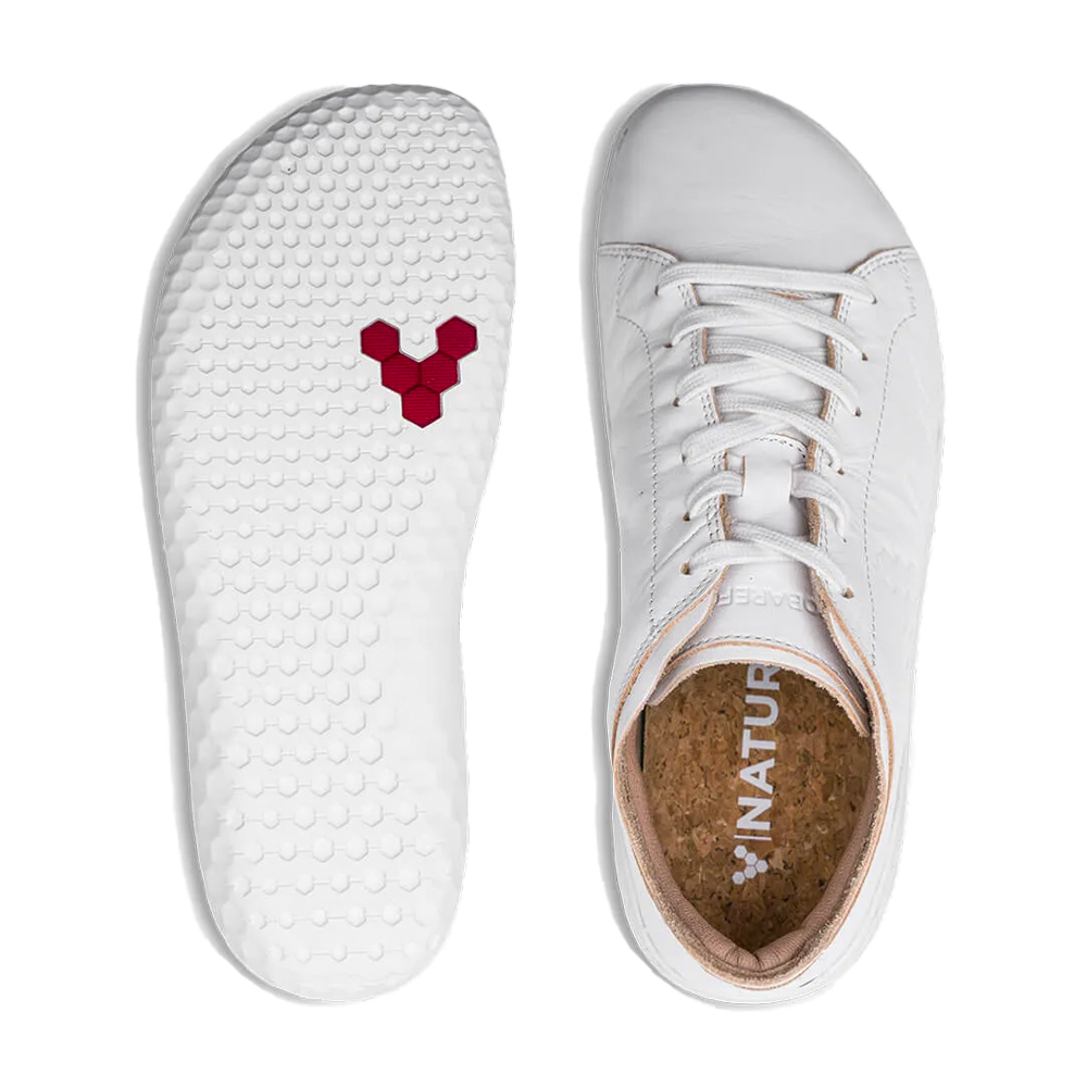 Vivobarefoot Geo Court III Women's Minimalist Barefoot Shoes - Bright White | Lightweight & Flexible for Running, Walking & Gym Workouts