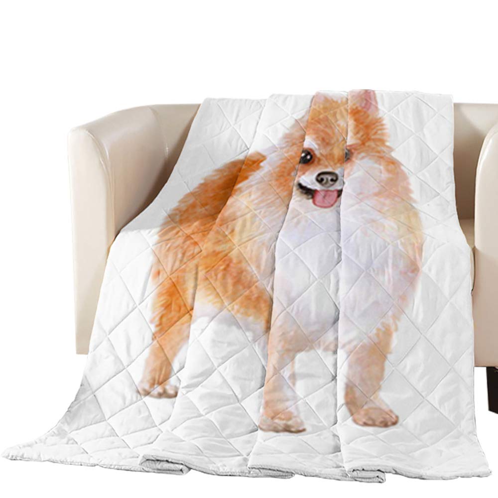 LEO BON 90x90 Inch Quilted Throw Blanket - Soft Cozy Microfiber All-Season Bedding with Cute Watercolor Cartoon Dog Design for Bed, Couch & Sofa | Perfect for Home Decor, Gift Giving & Pet Lovers