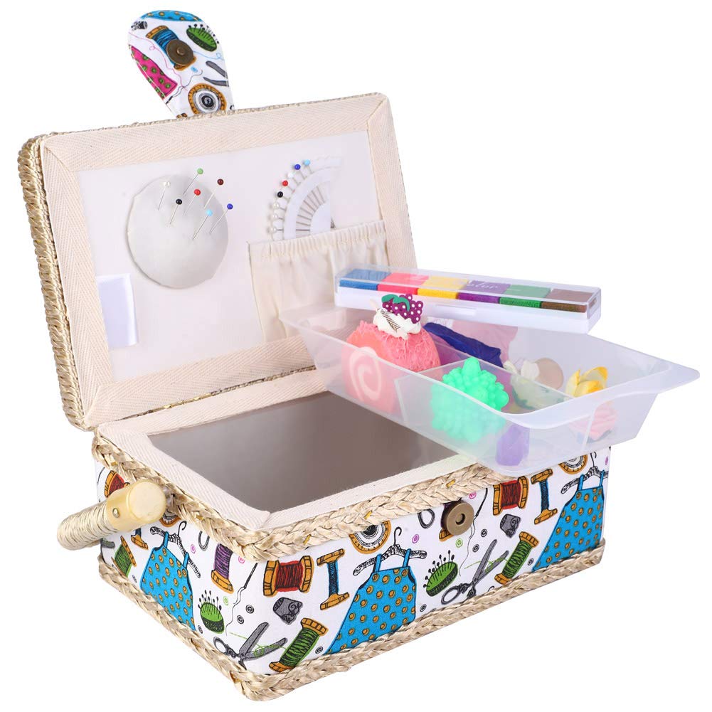Portable Sewing Box with Needle Storage - Multifunctional Sewing Basket for Fabric, Craft & DIY Projects - Perfect for Girls, Kids & Beginners - Ideal for Home, Travel & Classroom Use