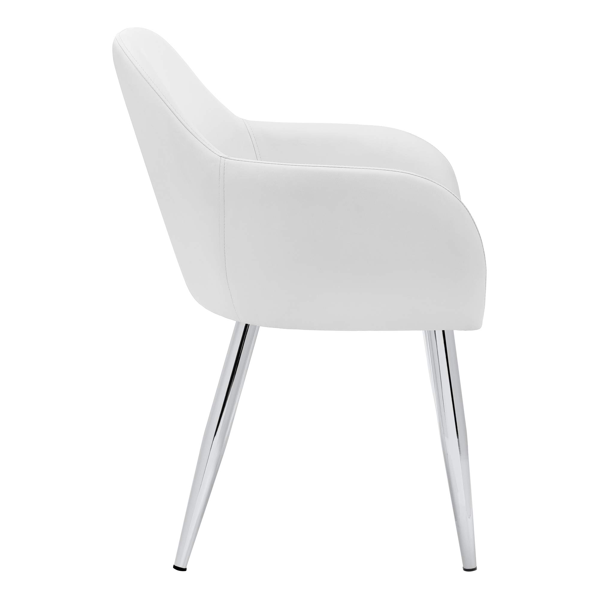Monarch Specialties I 1190 Modern Dining Chairs - Set of 2 Upholstered PU Leather Side Chairs with Metal Frame in White & Chrome | Perfect for Kitchen, Dining Room & Contemporary Home Decor