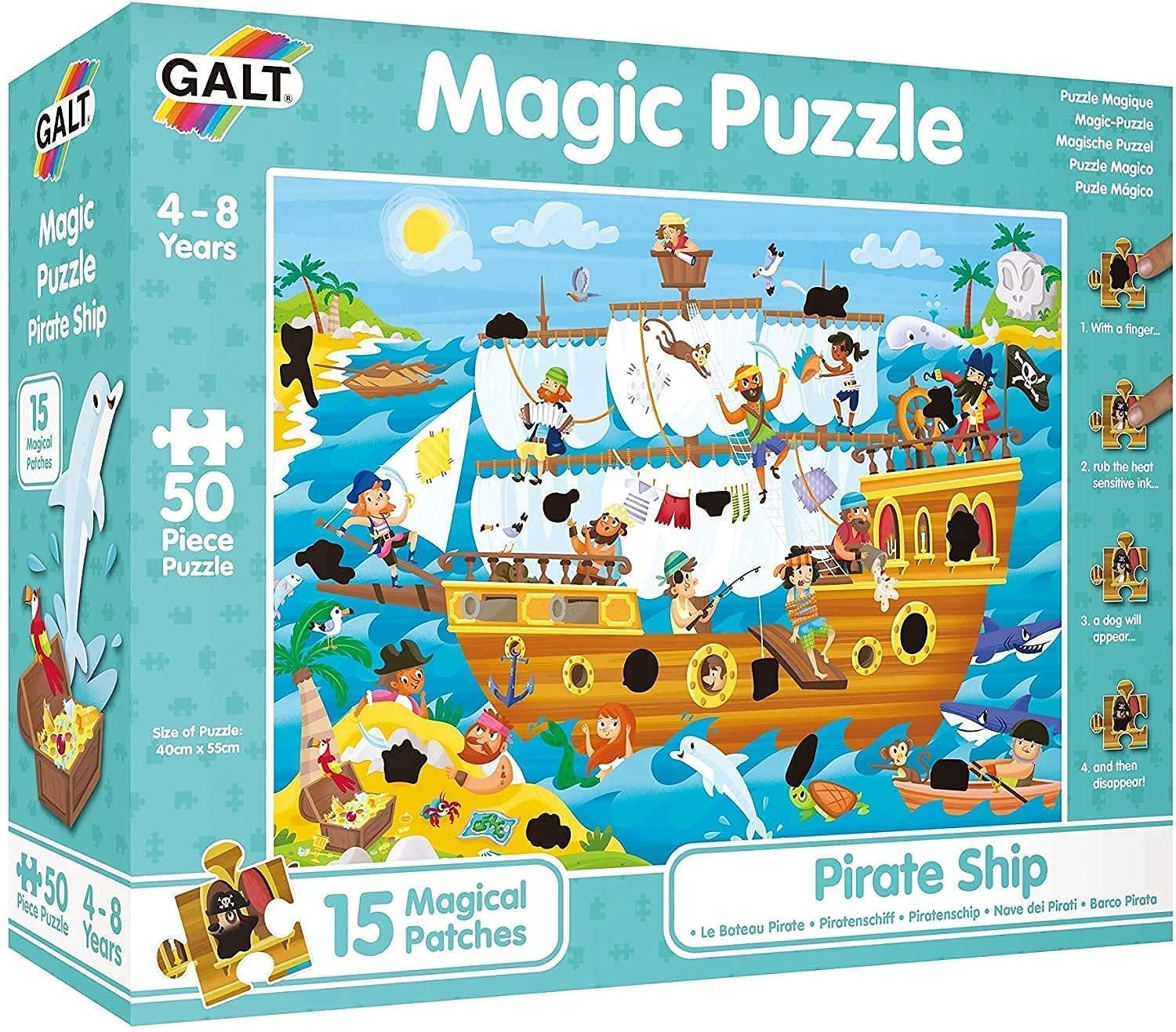 Galt Toys Magic Puzzle - Pirate Ship Jigsaw Puzzle for Kids Ages 4+ | Fun Educational Learning Game | Perfect for Birthday Gifts & Family Game Night