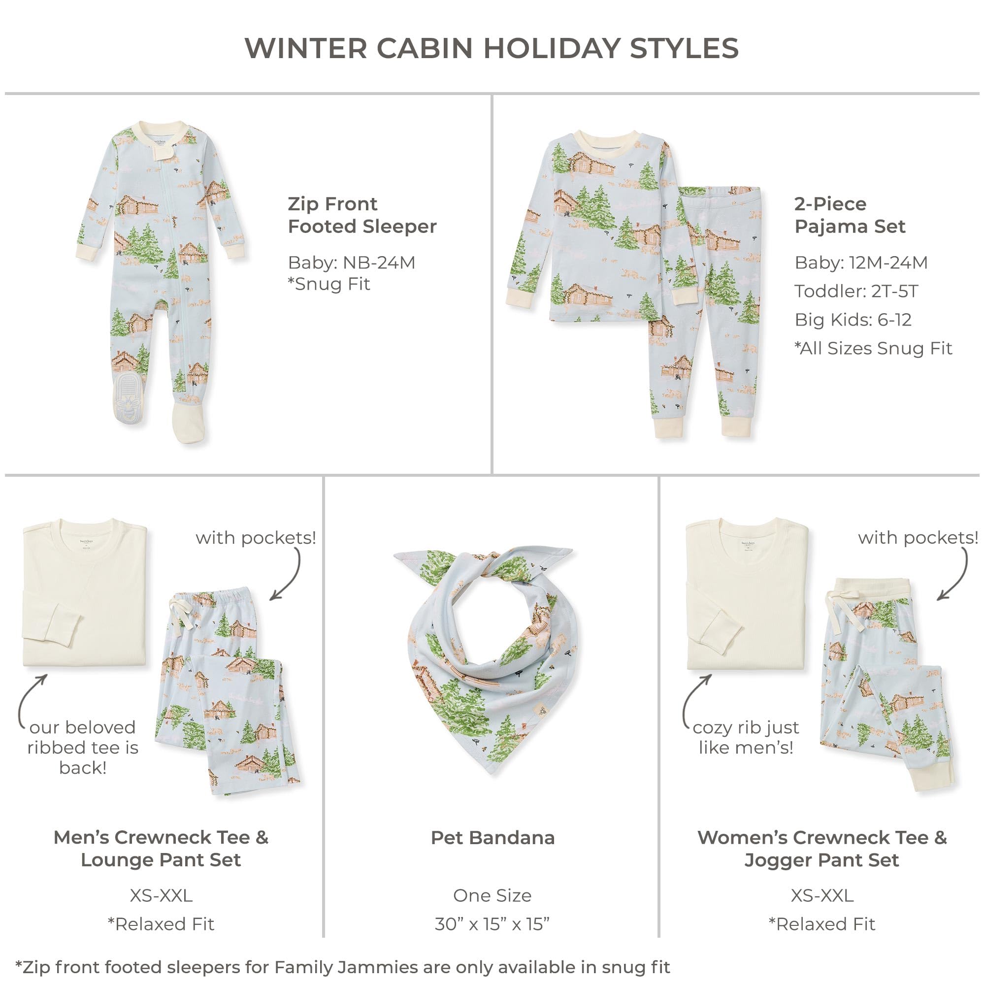 Burt's Bees Baby Unisex Matching Holiday Family Pajama Set - Soft Organic Cotton Christmas PJs for Babies & Parents - Perfect for Family Photos, Christmas Morning & Cozy Winter Nights