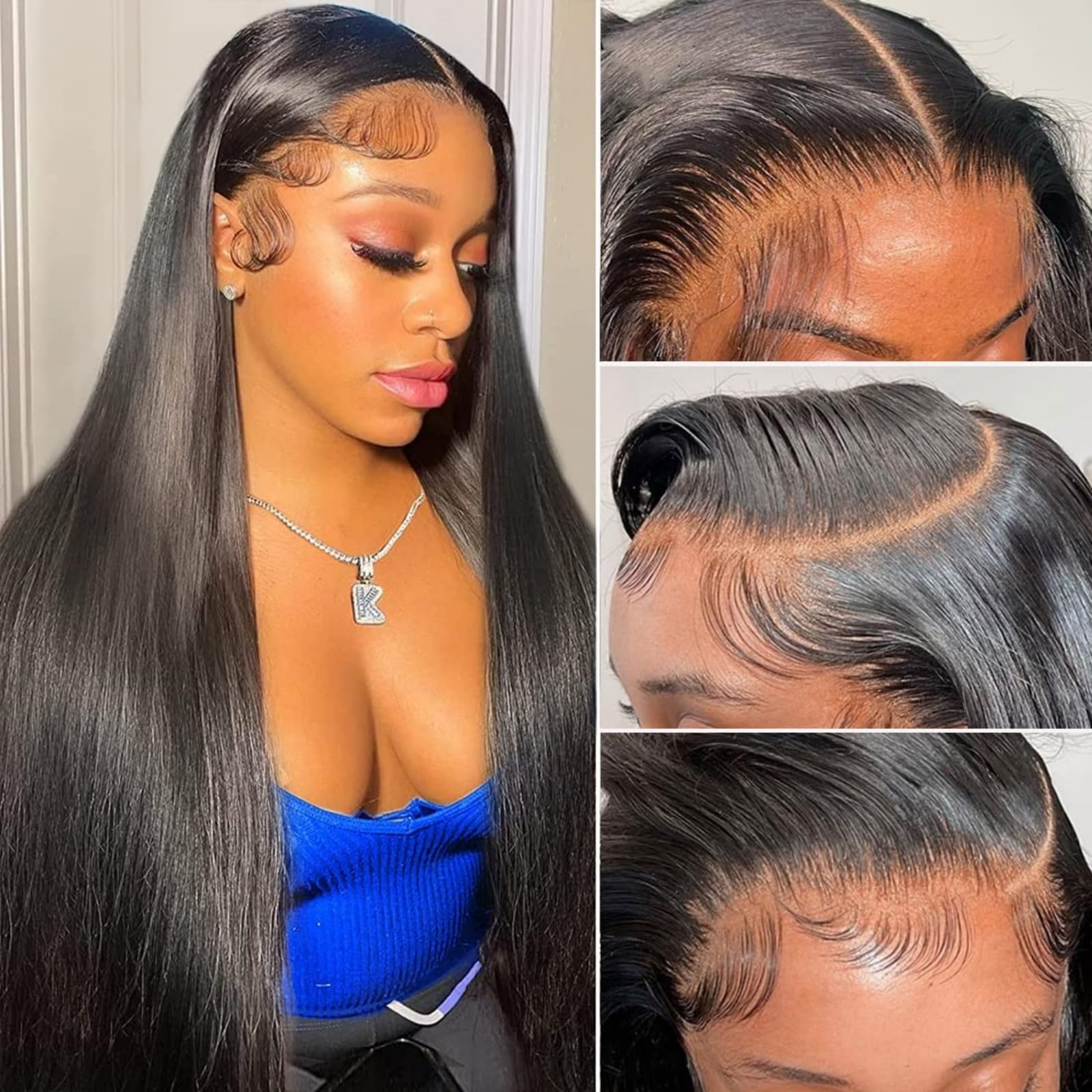 13x4 HD Lace Front Wig Human Hair - Brazilian Virgin Hair, Pre-Plucked with Baby Hair, 150% Density Straight Glueless Lace Closure Wig for Black Women (26 Inch) - Perfect for Daily Wear, Parties, and Special Occasions