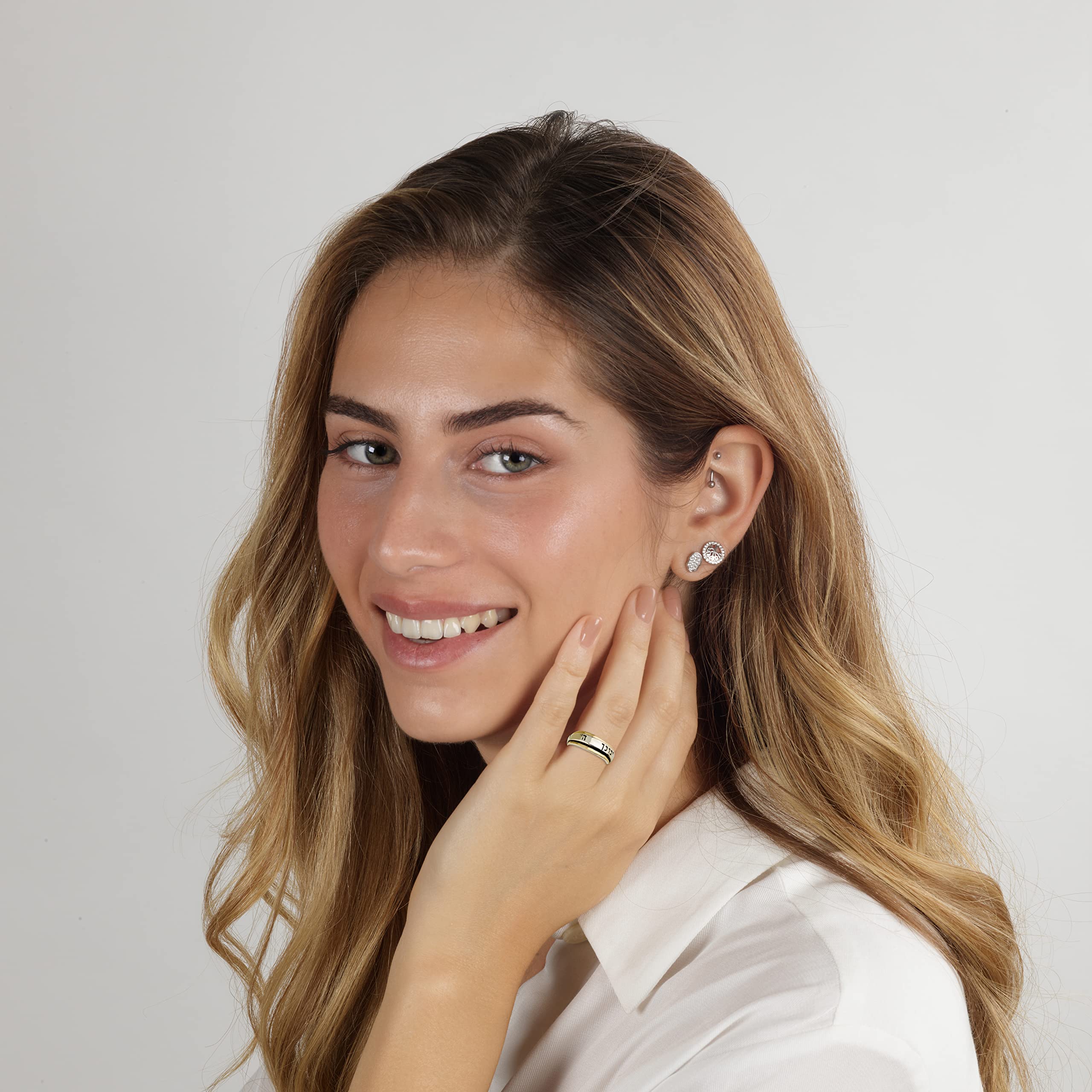 925 Sterling Silver 9k Gold Spinning Rings - Birkat Kohanim Priestly Blessing Jewelry with Numbers 6:24 Engraving - May The Lord Bless You And Keep You Safe - Unique Jewish Spiritual Gift for Women & Men - Perfect for Bar Mitzvah, Hanukkah, Wedding & Religious Occasions