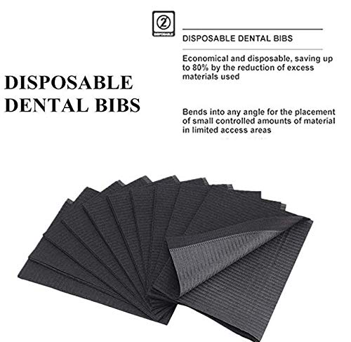 100PCS Disposable Dental Bibs - Waterproof Patient Bibs for Dental Clinics, Tattoo Shops & Medical Use - Black Paper Towel Bibs for Hygiene & Protection - Perfect for Dental Procedures, Tattoo Sessions & Medical Examinations