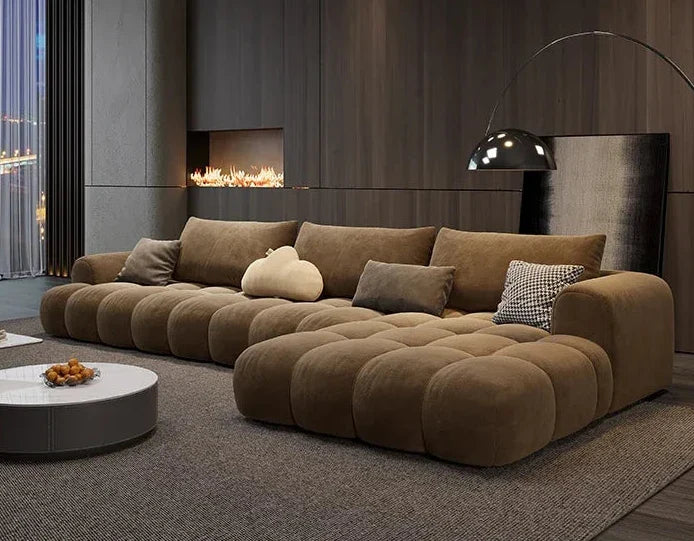 Stretch Puffs Modular Sectional Sofa Set - Comfortable Modern L-Shaped Couch for Living Room, Lounge & Home Theater