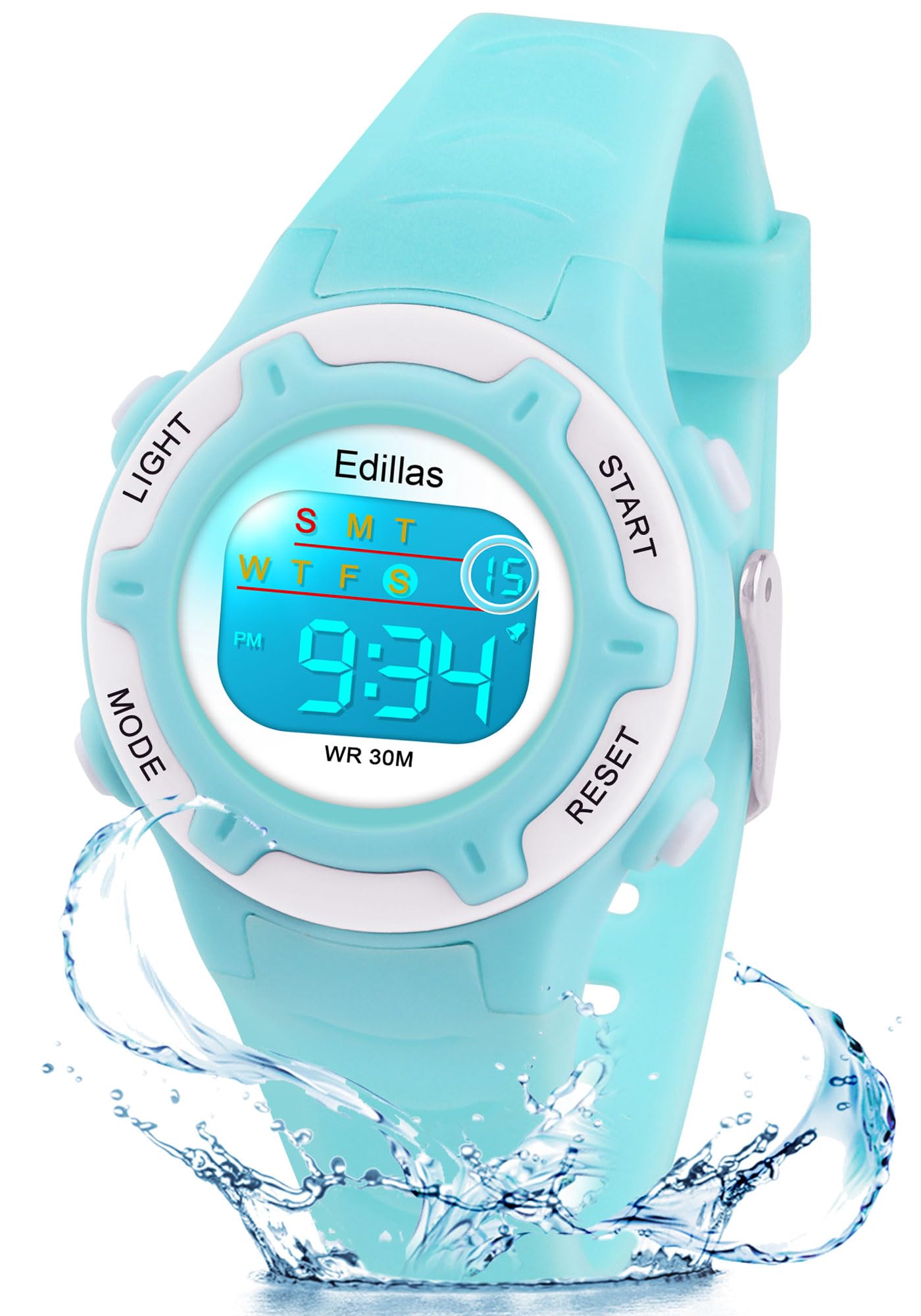 **Edillas Kids Digital Watch for Boys & Girls - 7 Color LED Light, Waterproof Sports Wristwatch with Stopwatch & Alarm - Perfect for Ages 4-15 - Ideal for School, Outdoor Play & Sports Activities**