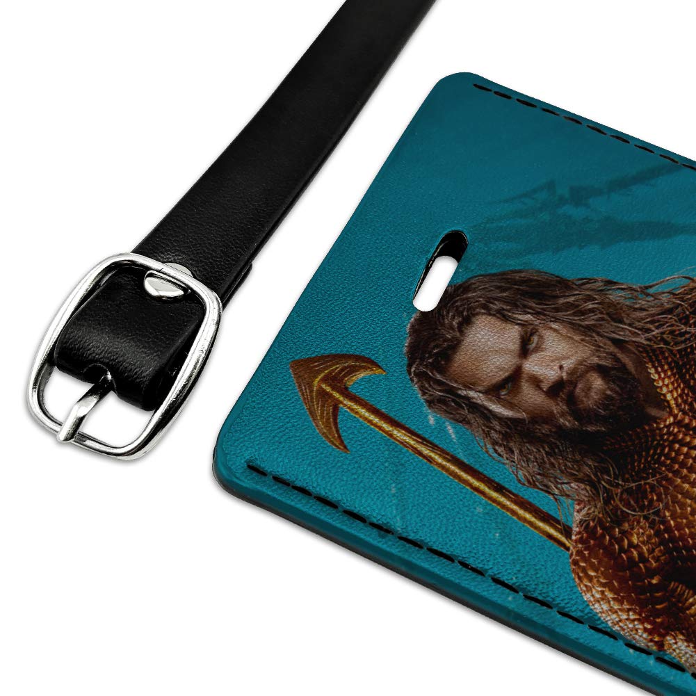 Aquaman Movie Jason Momoa Full Costume Leather Luggage Tag - Durable Rectangle ID Card Holder for Travel, Cosplay & Comic Con Accessories