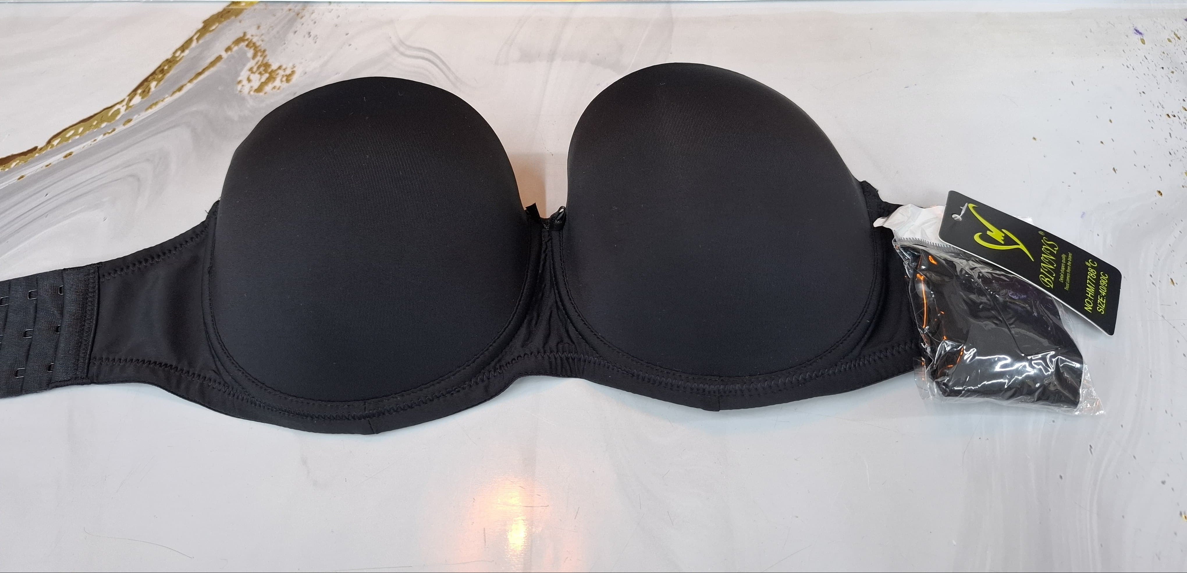 Strapless Push Up Bra - Seamless Black Underwire Bra for Women - Perfect for Wedding Dresses, Evening Gowns & Backless Outfits