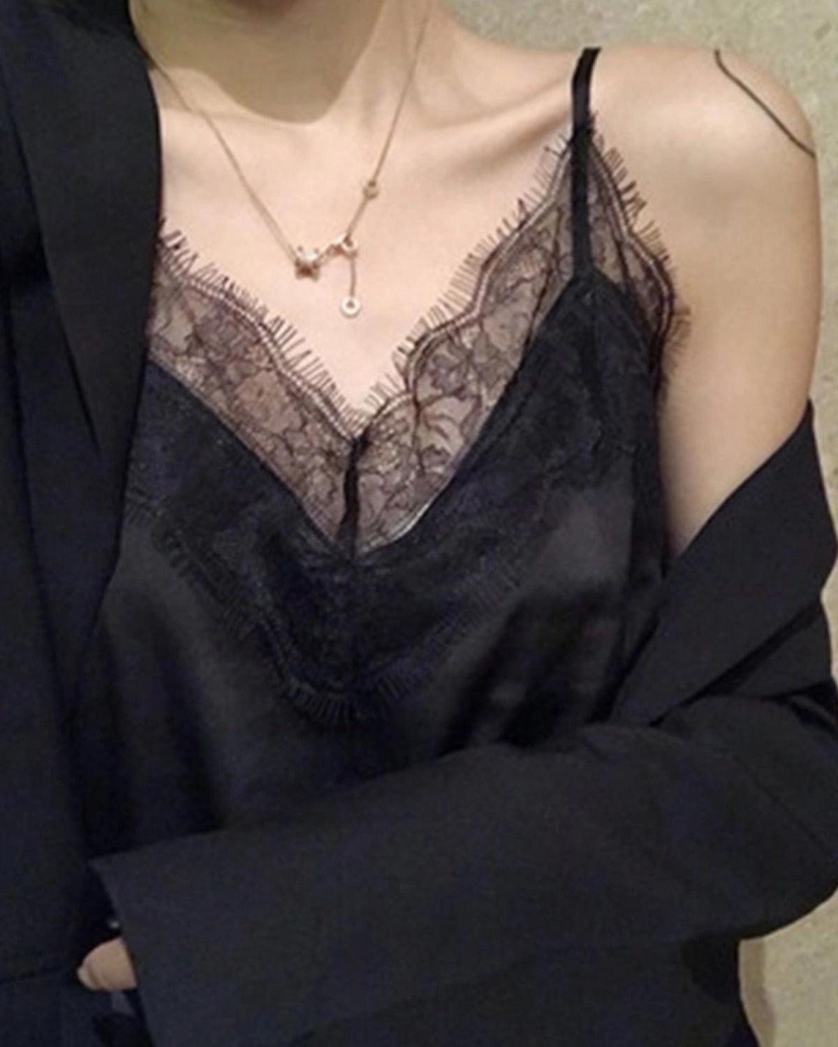 Elegant V-Neck Lace Silk Camisole Top for Women - Sexy & Comfortable Sleepwear, Lingerie or Layering Piece - Perfect for Date Nights, Bridal Wear & Everyday Elegance