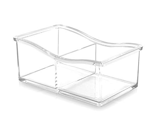 BINO 'The Uniform' 2 Compartment Clear Makeup Jewelry Organizer - Transparent Cosmetic Storage Case for Vanity, Travel & Daily Beauty Essentials