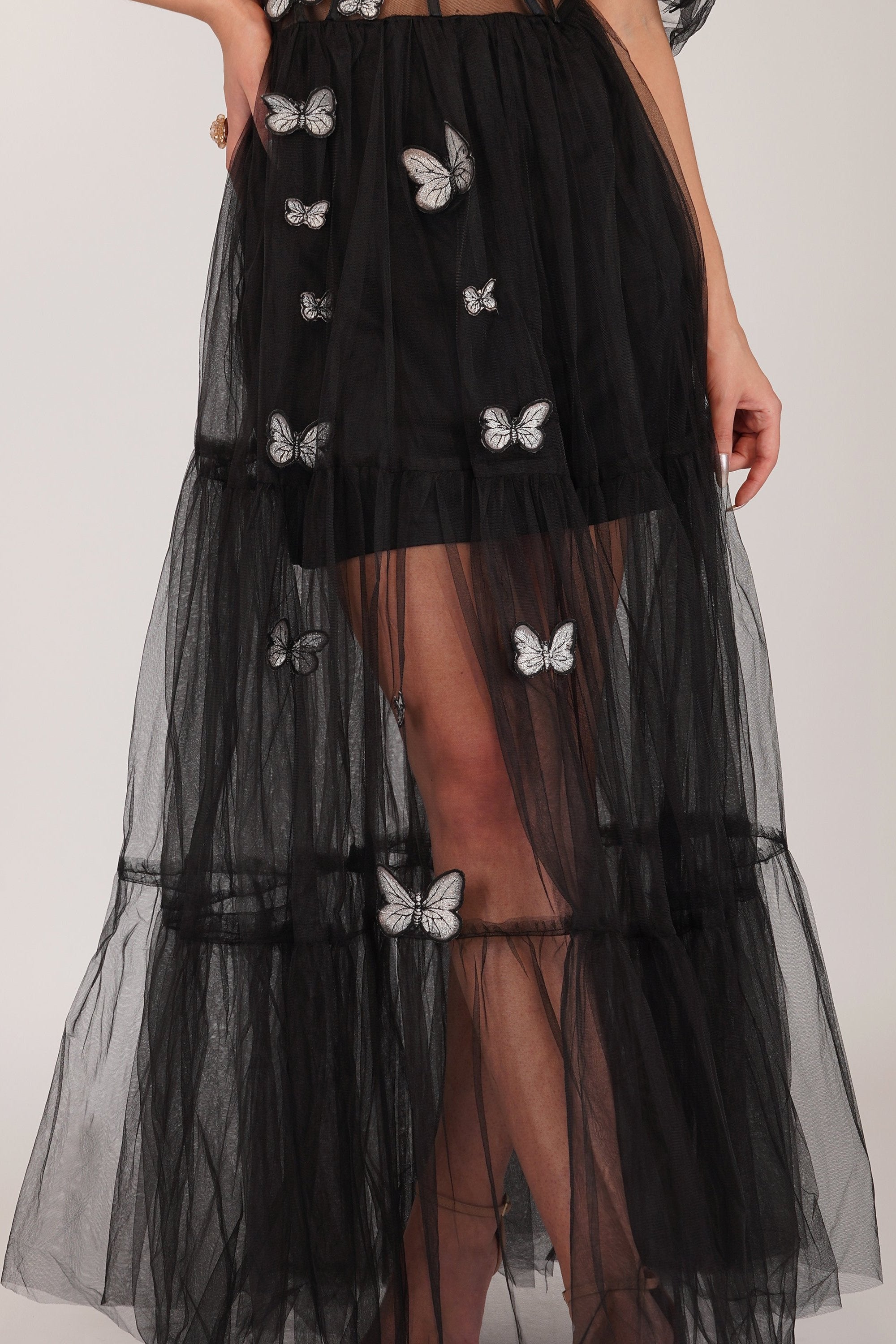 Lottie Butterfly Print Black Dress for Women - Elegant Floral Summer Dress for Parties, Weddings & Casual Outings