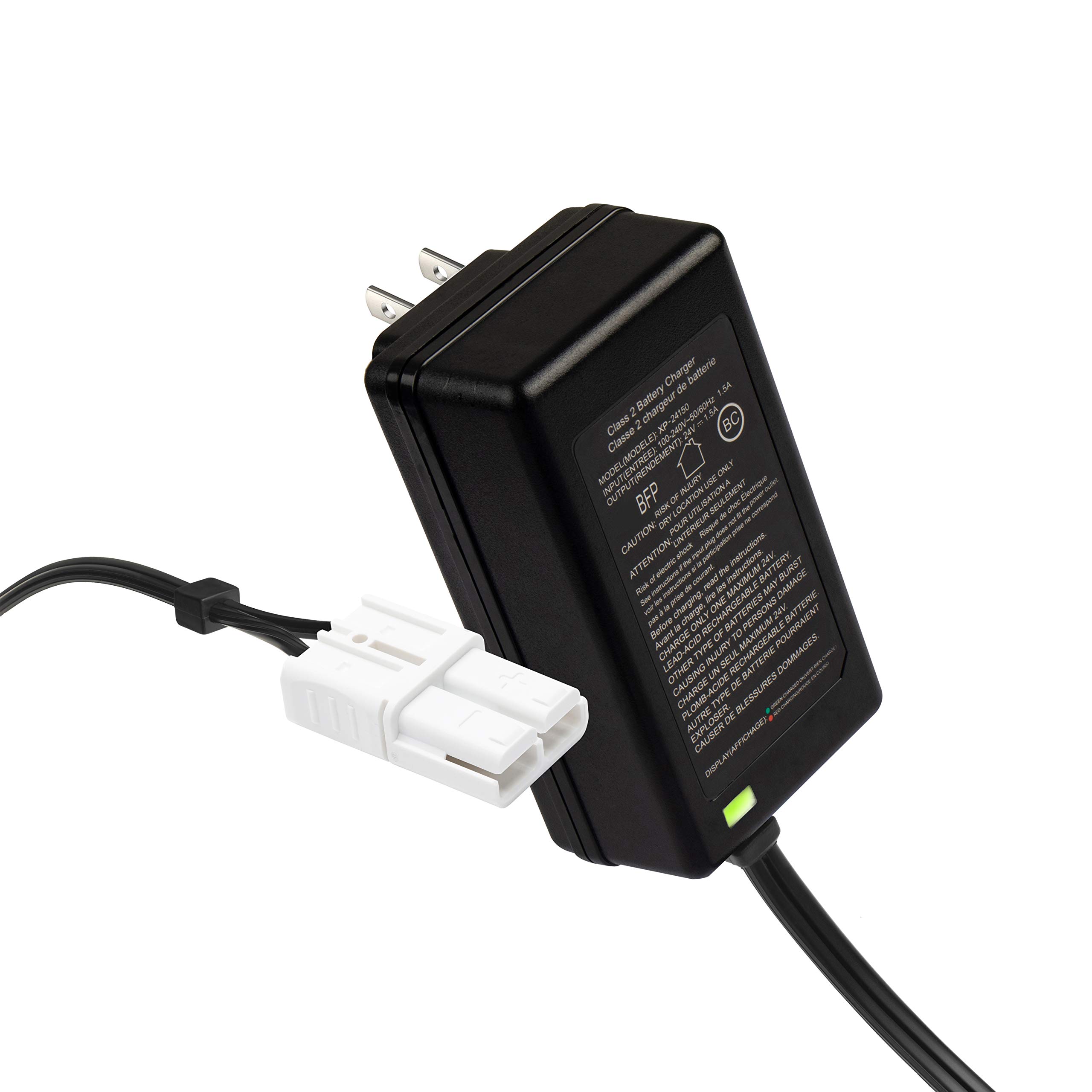 24V Rollplay Turnado Ride-On Car Battery Charger with White Plug - Replacement Power Adapter for Kids Electric Vehicles, Perfect for Home and Outdoor Play