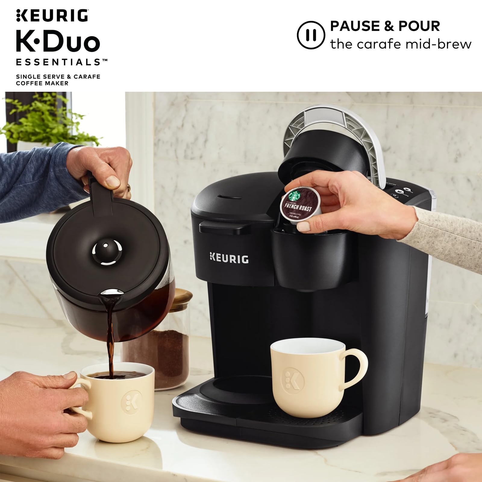 Keurig Single-Serve K-Cup Pod Coffee Maker - Essentials Black Coffee Machine with Cleaning Cloth for Home, Office & Dorm Use