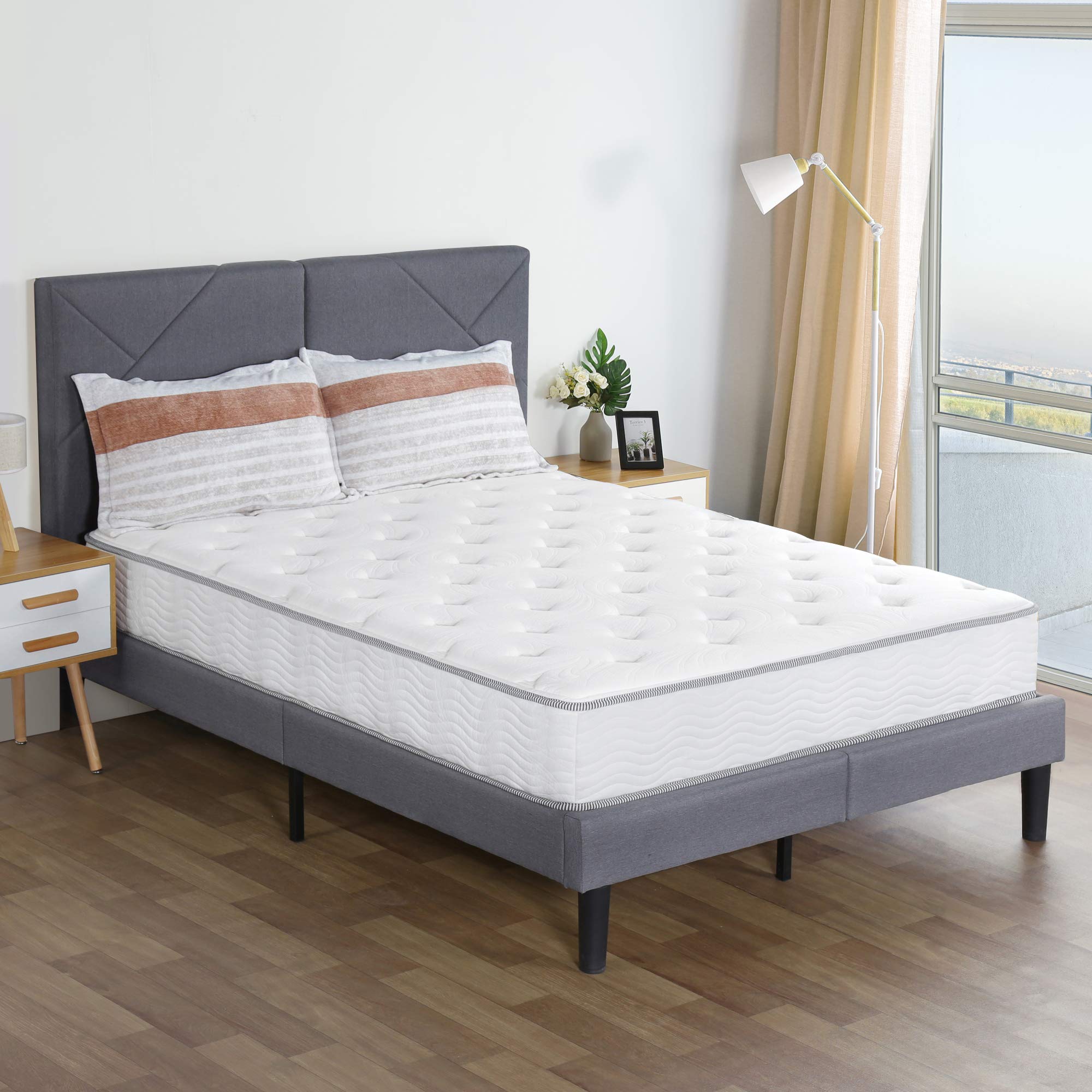 SLEEPLACE 10 Inch Milky Way Tight Top Spring Mattress - Queen Size Bed for Comfortable Sleep, Supportive & Breathable - Perfect for Guest Rooms, Dorms & Apartments