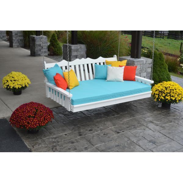 A & L Furniture Poly Royal English Swing Bed - Outdoor Patio Hanging Bed for Garden, Porch, and Backyard Relaxation