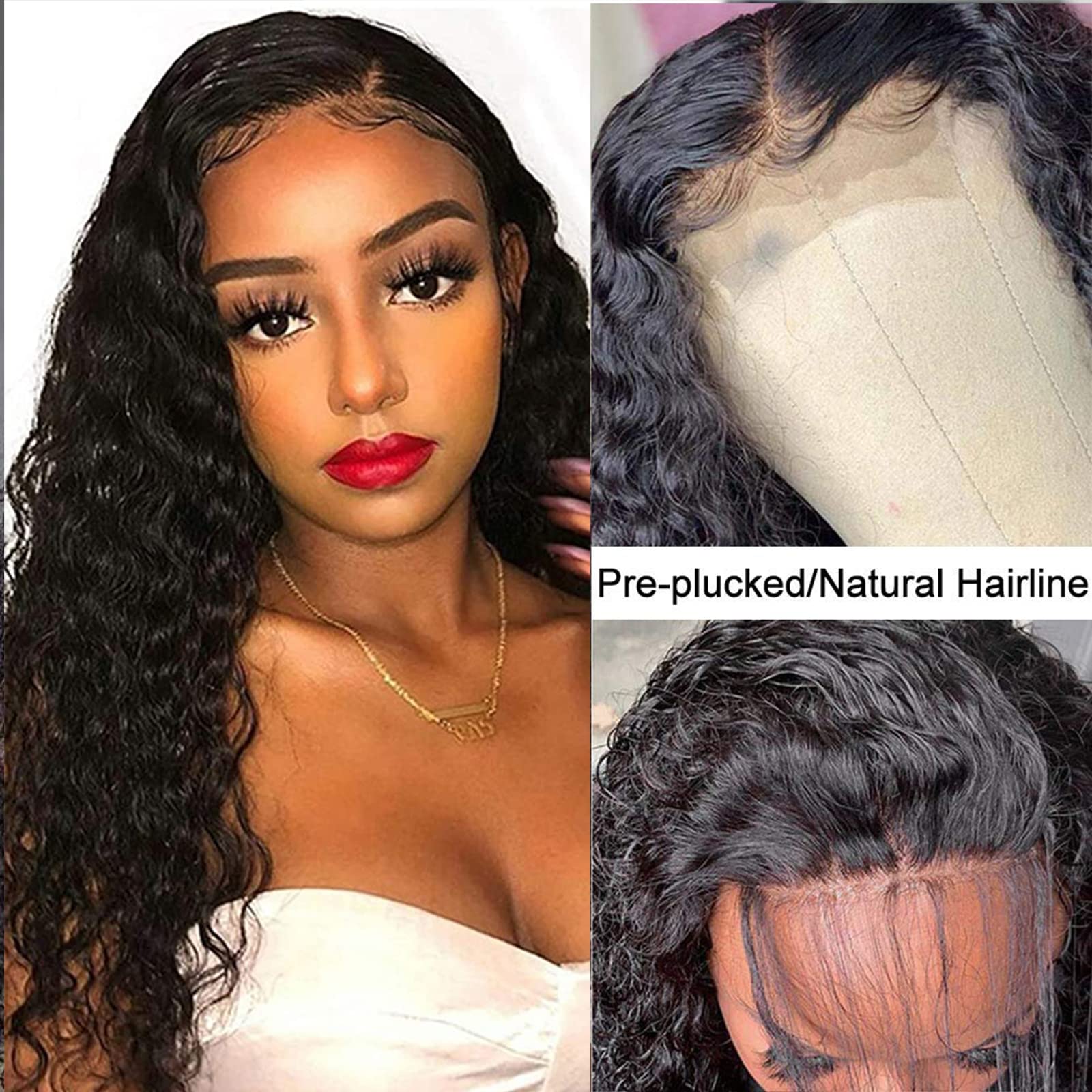 ISEE 10A Grade Human Hair Wigs for Black Women - 28 Inch Transparent Lace Closure, Pre Plucked Wet Water Wave, 150% Density Deep Curly with Baby Hair | Natural Look for Daily Wear, Parties & Special Occasions