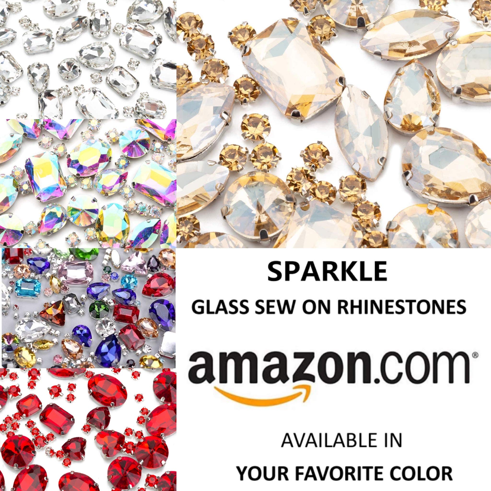 130PCS Champagne Sew-on Rhinestones with Metal Claw Settings - Mixed Shapes for Dress, Bag, Jeans, Dance Costume & DIY Fashion Accessories | Perfect for Embellishing Clothing, Shoes, Belts & Garments