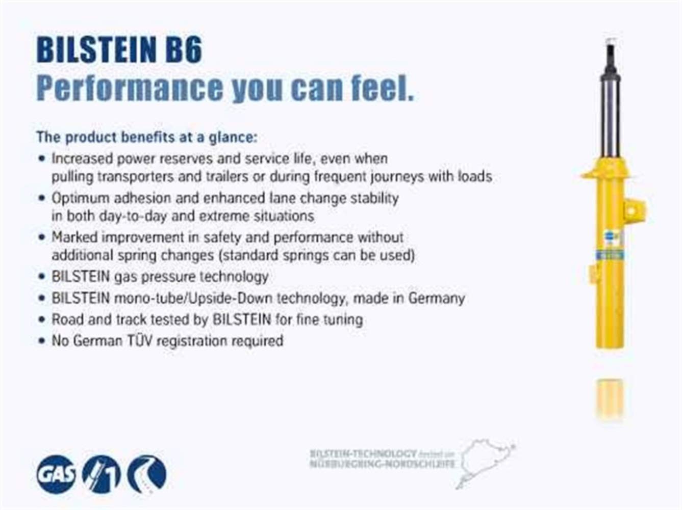Bilstein B6 Performance Monotube Shock Absorber - Front Right for 2015-2018 Subaru Outback (Part# 22-278623) | Premium Ride Comfort & Handling | Perfect for Daily Commuting & Off-Road Adventures