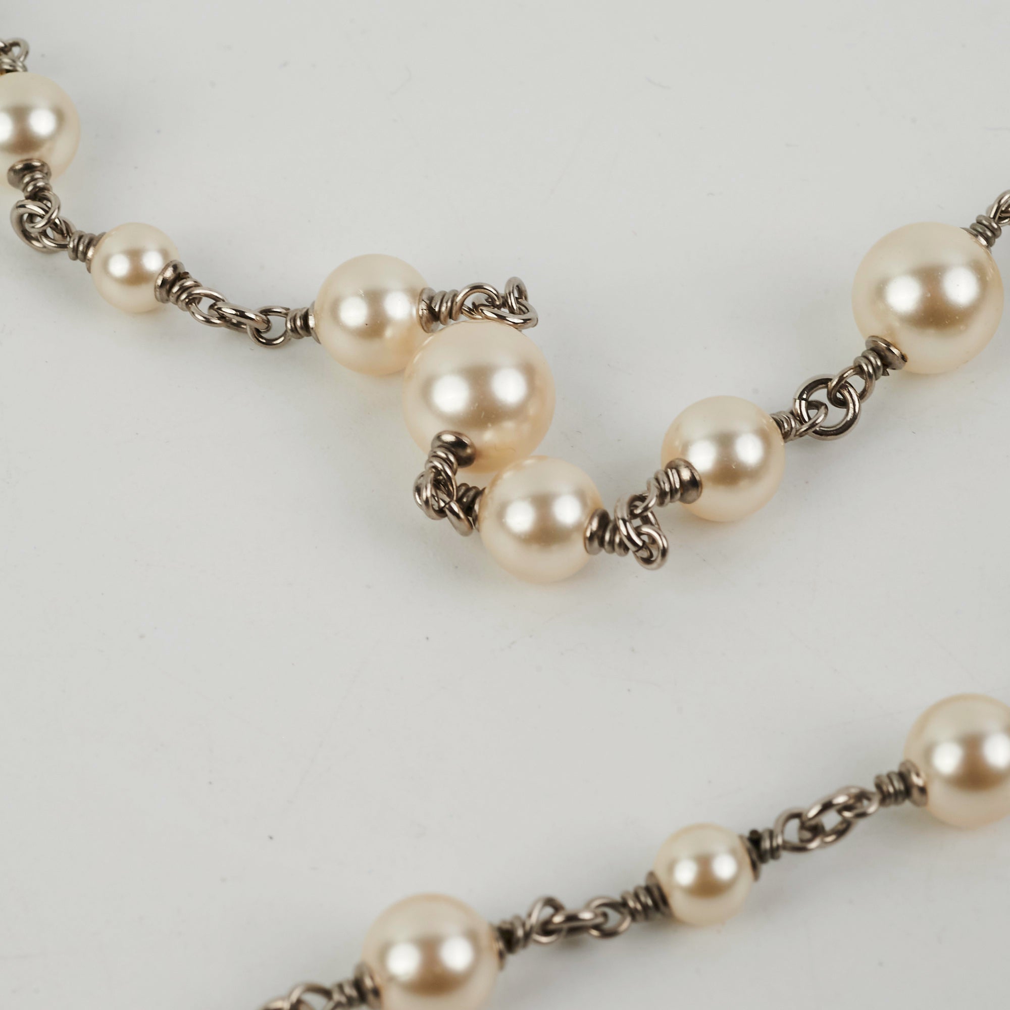 Chanel CC Logo Pearl Necklace - Elegant Costume Jewelry for Women | Perfect for Parties, Weddings & Special Occasions