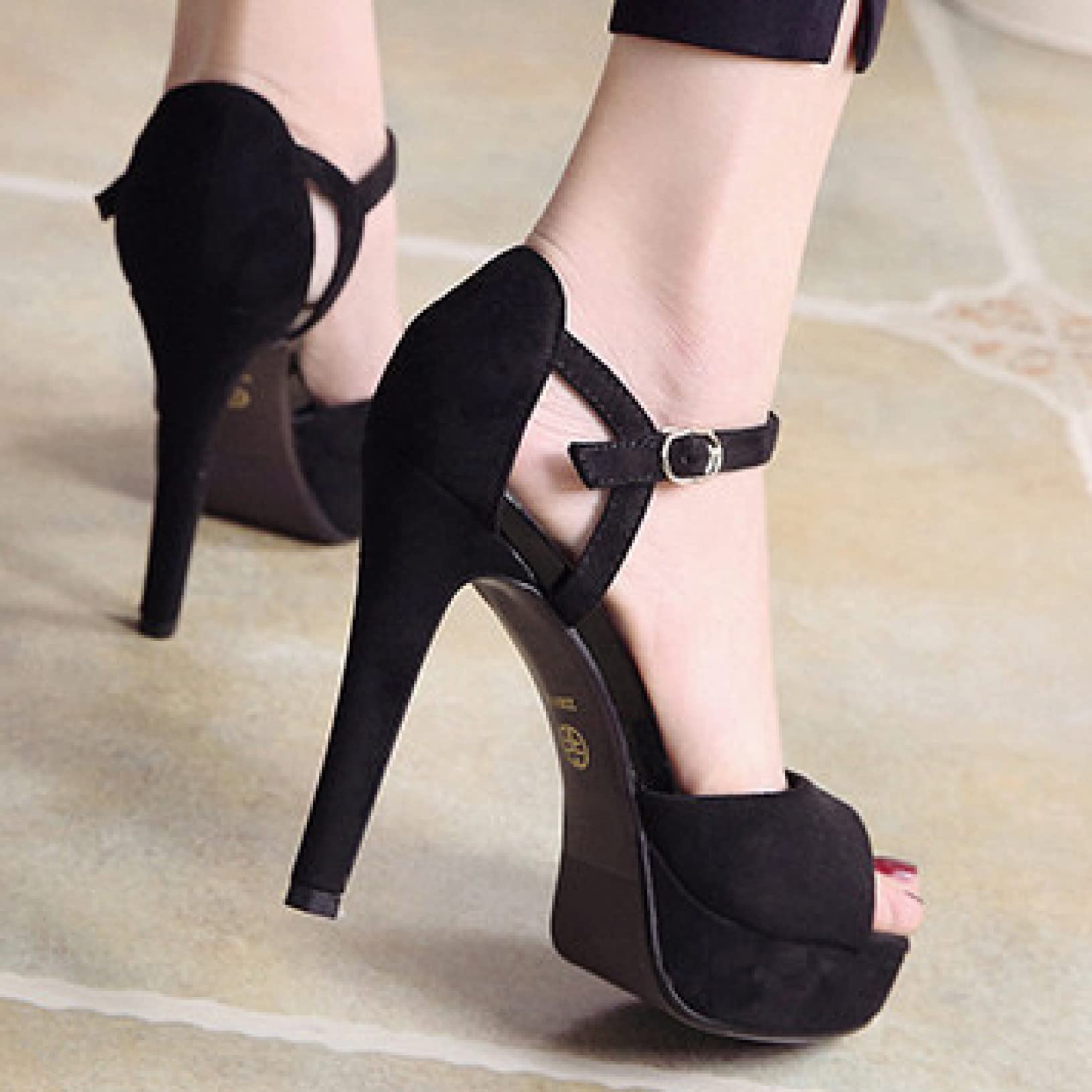 Women's Peep Toe Heeled Sandals - Chunky Platform Stiletto High Heels with Buckle Ankle Strap Pumps for Party, Work & Dress Occasions | Comfortable & Stylish Wedding, Prom & Evening Event Shoes
