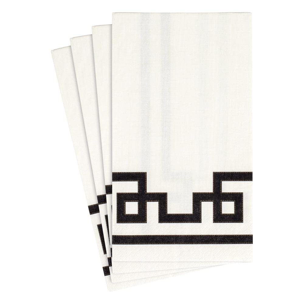 Premium Black & White Paper Guest Towels - Caspari Rive Gauche Napkins (2 Packs of 15) | Elegant Dinner Parties, Weddings & Upscale Events