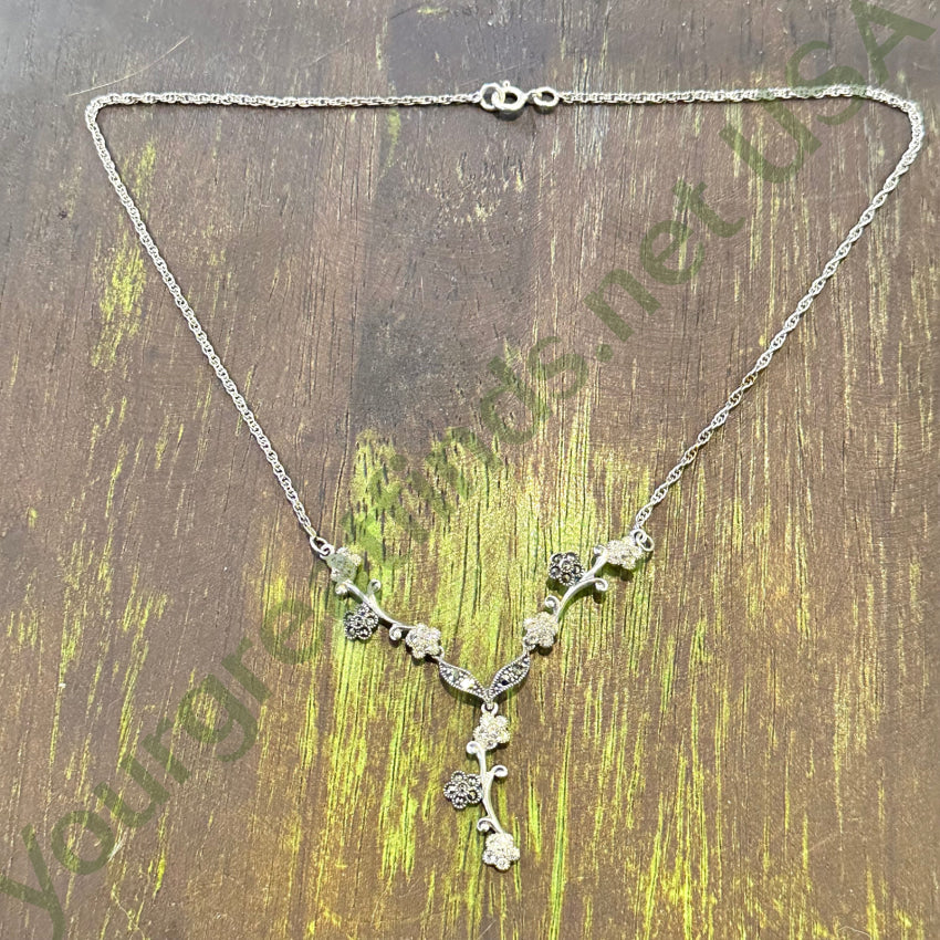 Sterling Silver Marcasite Cubic Zirconia 