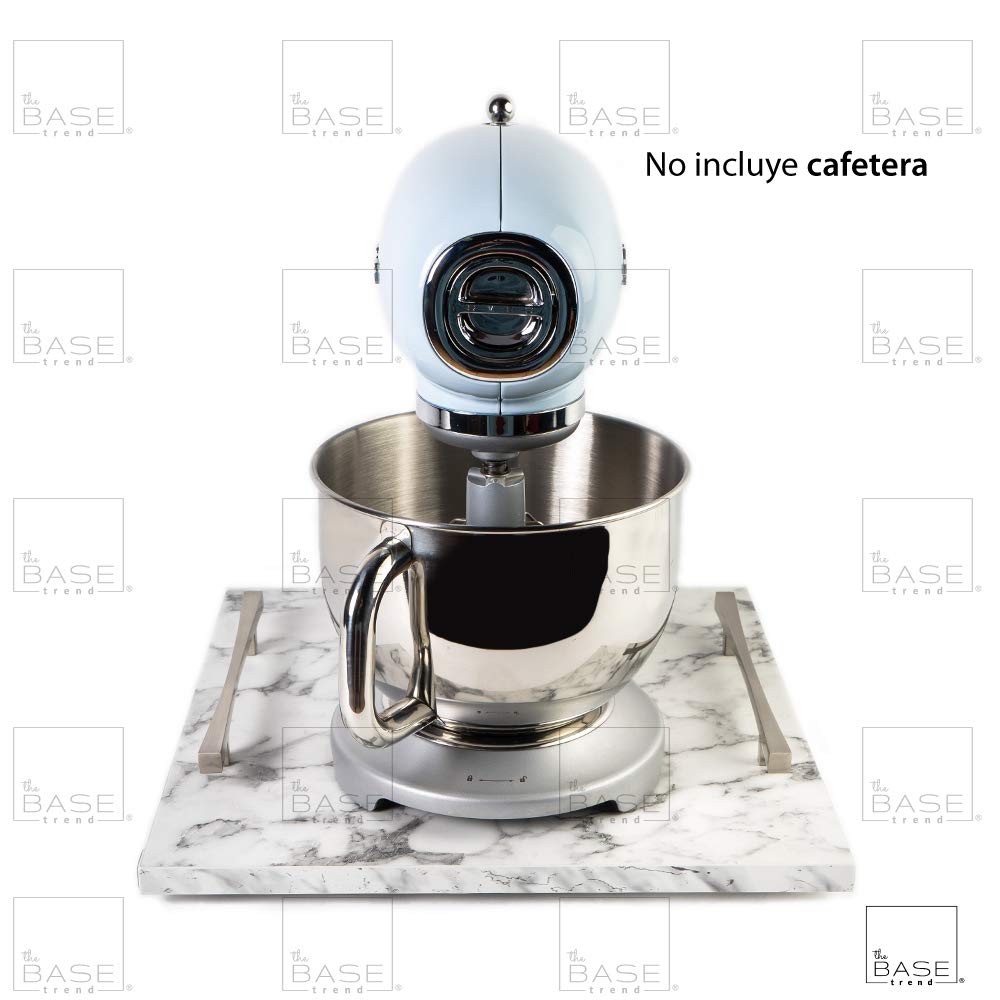 Thermomix Sliding Base for TM5 & TM6 - White Marble Style Accessory for Coffee Makers & Mixers | Durable Kitchen Organizer for Countertop & Food Prep