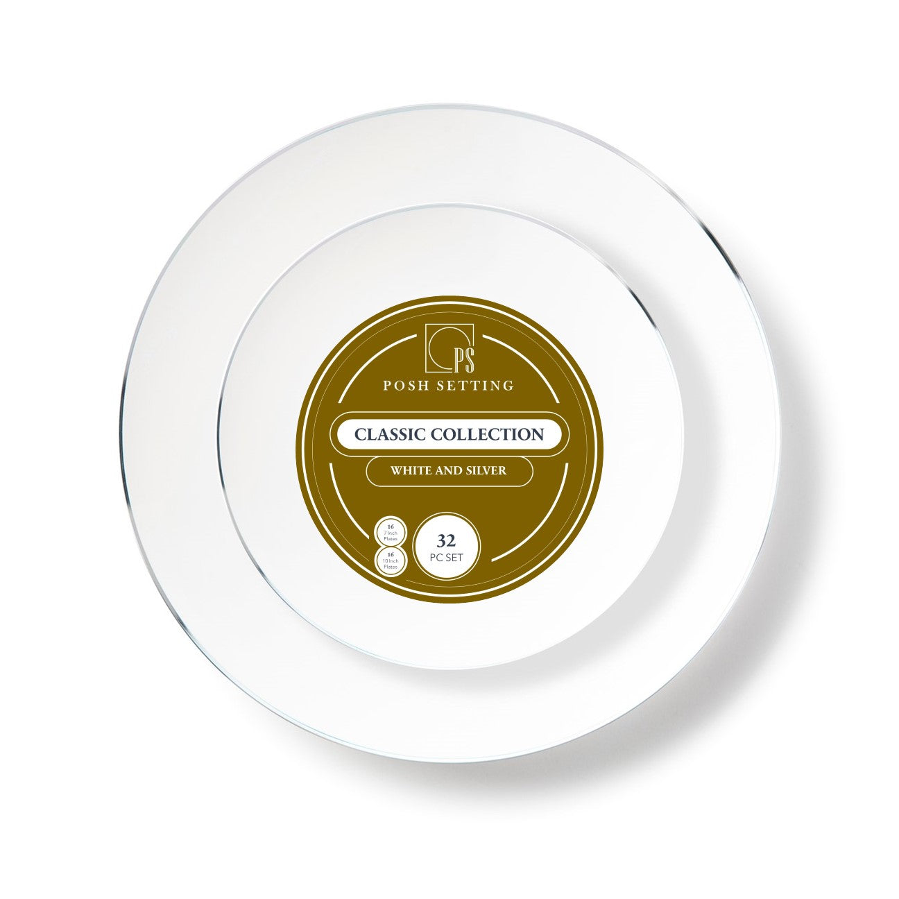 192-Pack White & Silver Round Plastic Dinnerware Set for 96 Guests - Eco-Friendly Disposable Plates, Forks, Knives & Spoons - Perfect for Weddings, Parties, Picnics & Outdoor Events