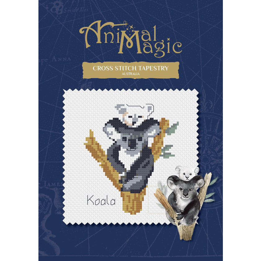 Animal Magic Cross Stitch Kit - Koala & Baby Embroidery Set for Beginners | DIY Handmade Craft for Home Decor, Gifts & Relaxation