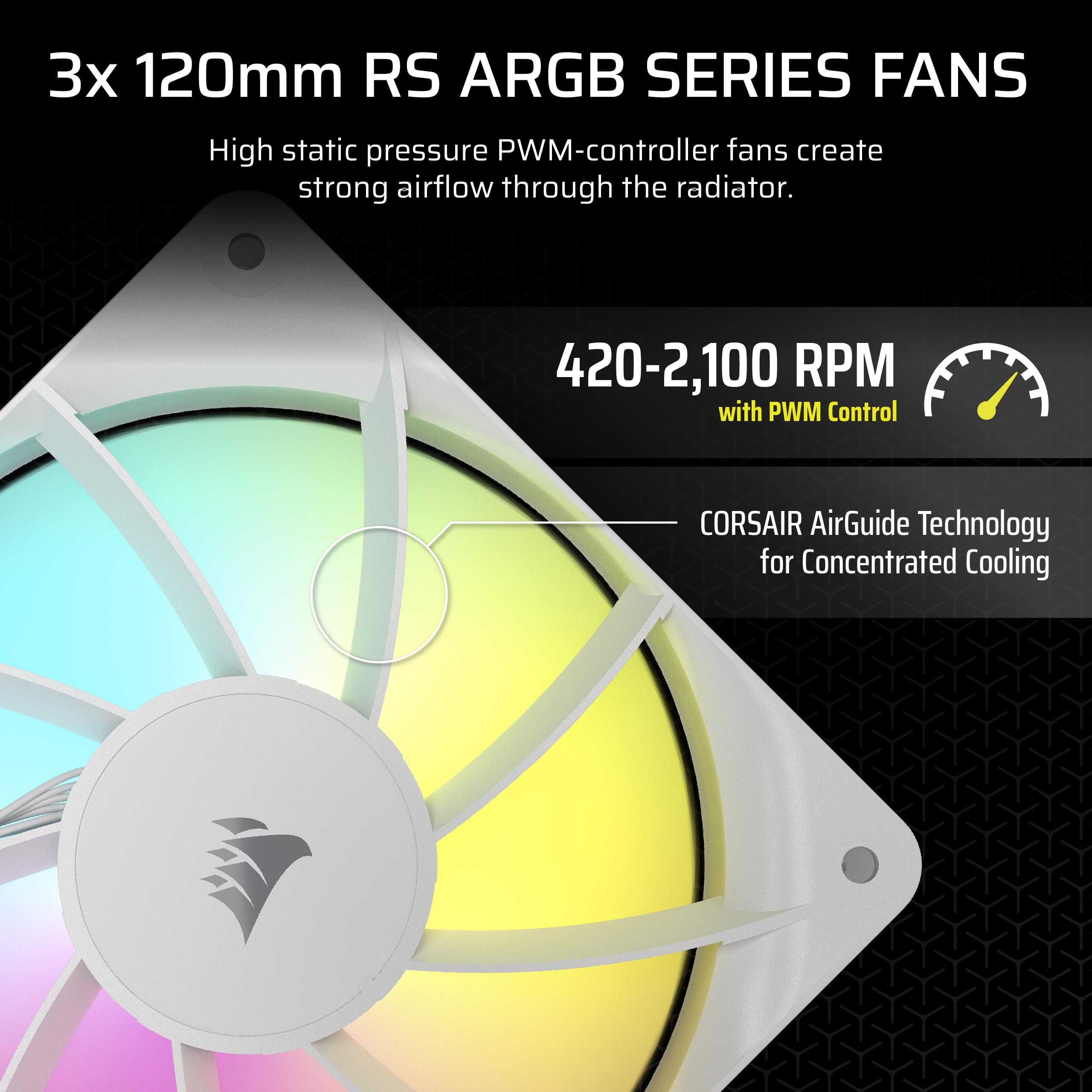 CORSAIR Nautilus 360 RS ARGB Liquid CPU Cooler - 360mm AIO RGB Water Cooling System with Low-Noise Pump & 3x RS120 ARGB Fans - Compatible with Intel LGA 1851/1700 & AMD AM5/AM4 - White - Perfect for Gaming PCs, Workstations, and High-Performance Cooling Solutions