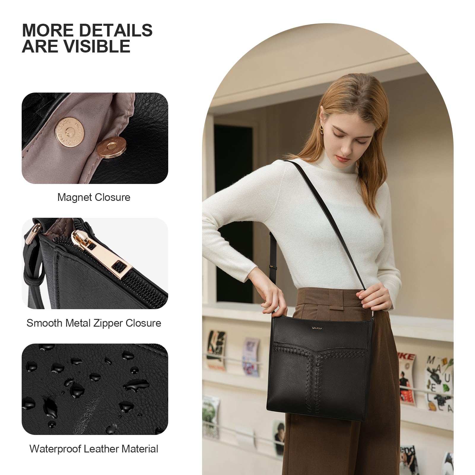Trendy Vegan Leather Crossbody Purses for Women - Adjustable Guitar Strap Bucket Hobo Handbags | Perfect for Daily Use, Travel & Shopping