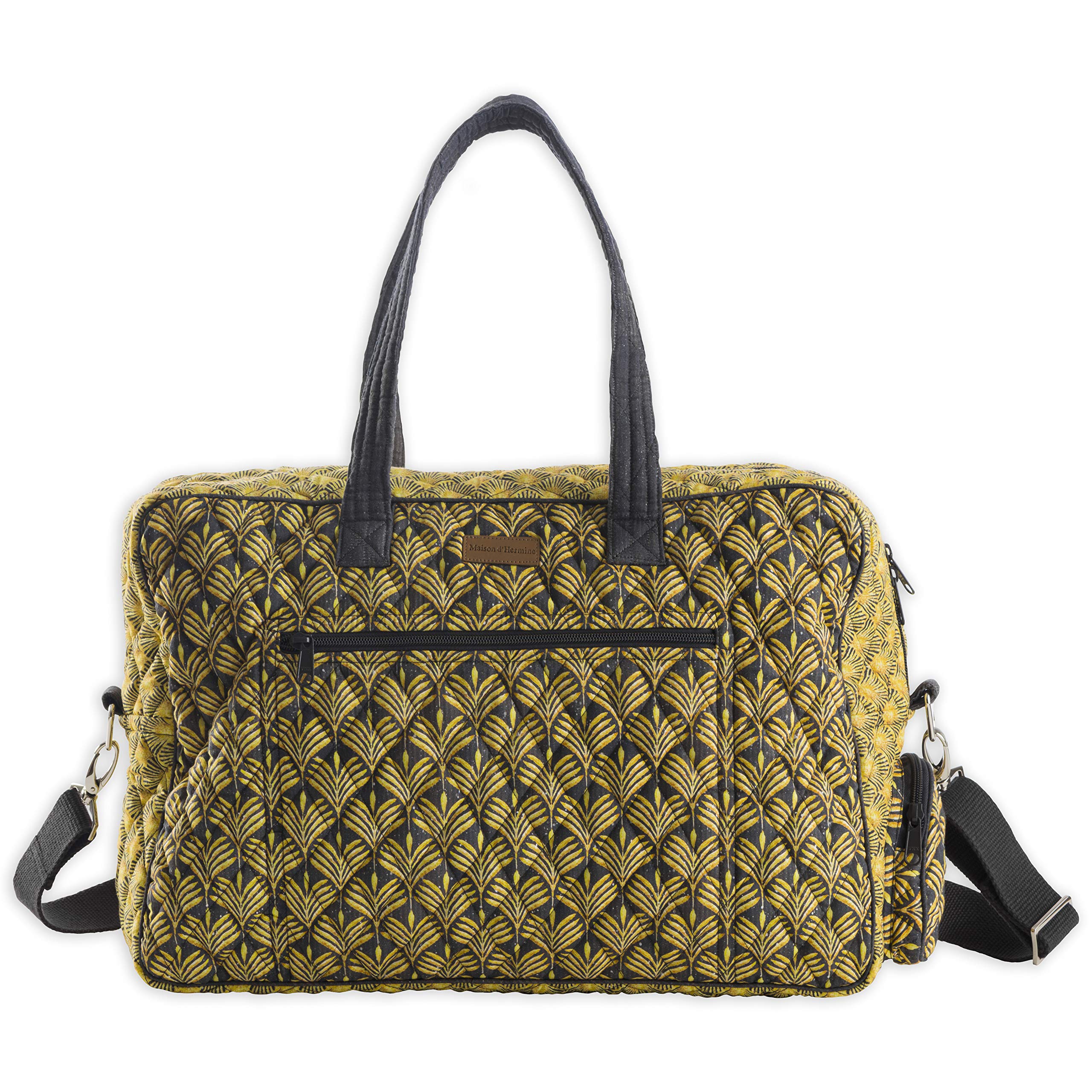 100% Cotton Quilted Travel Duffel Bag - Weekender Overnight Luggage for Men & Women | Gym Bag, Business Travel & Family Trips | Durable Carry-On for Weekend Getaways & Workout Sessions