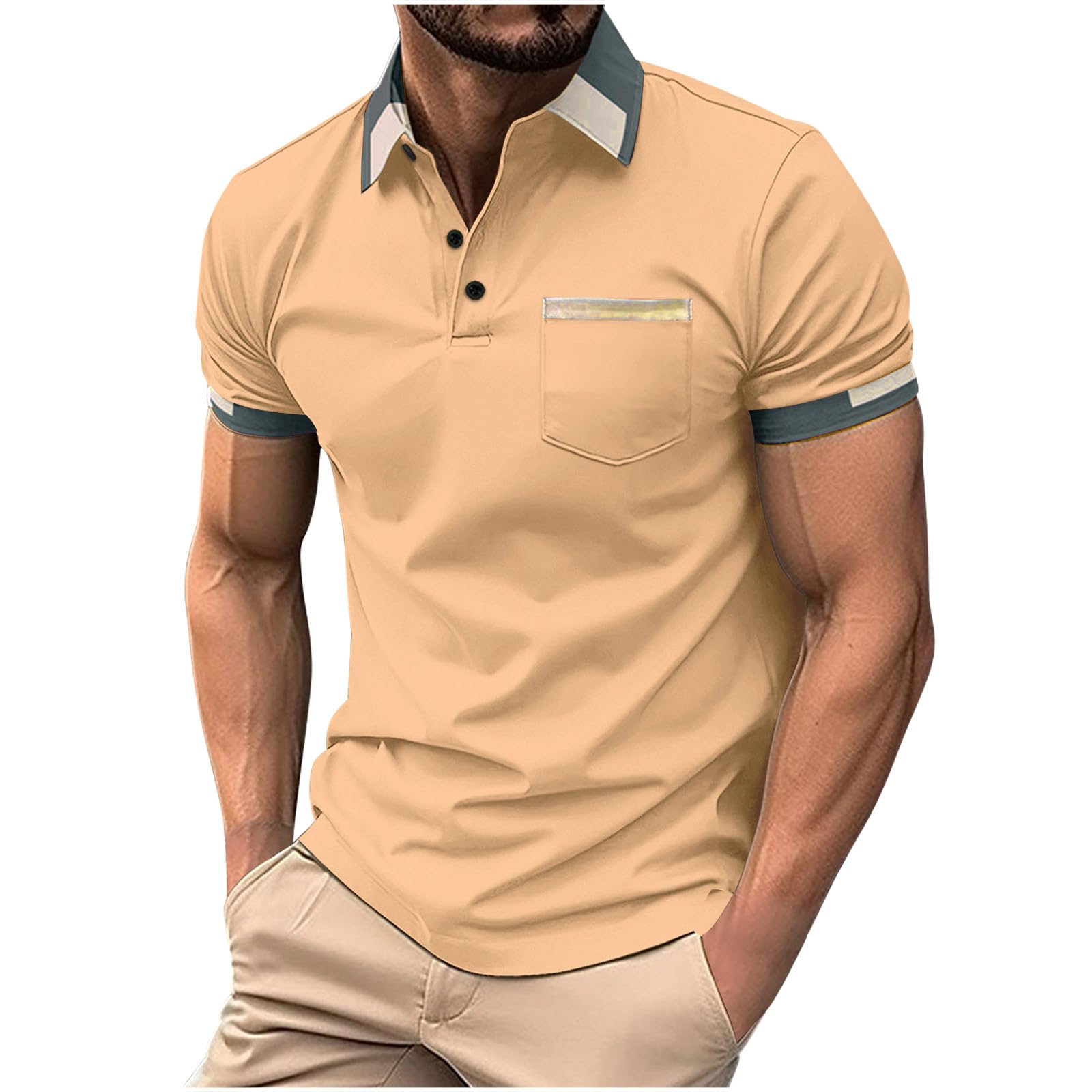 Men's Polo Shirts with Pocket - Short Sleeve Button Up Golf Shirts for Summer | Casual Work & Office Wear for Dads & Men | Perfect for Golf, Business & Everyday Outfits