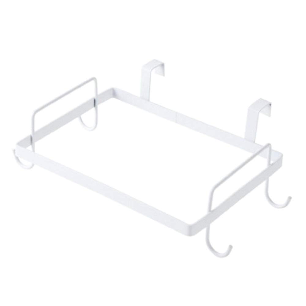 Sifanny White Metal Trash Bag Holder - Under Cabinet Door Garbage Bag Rack for Kitchen, Pantry & Bathroom Storage - Space Saving Organizer for Plastic Bags & Grocery Sacks