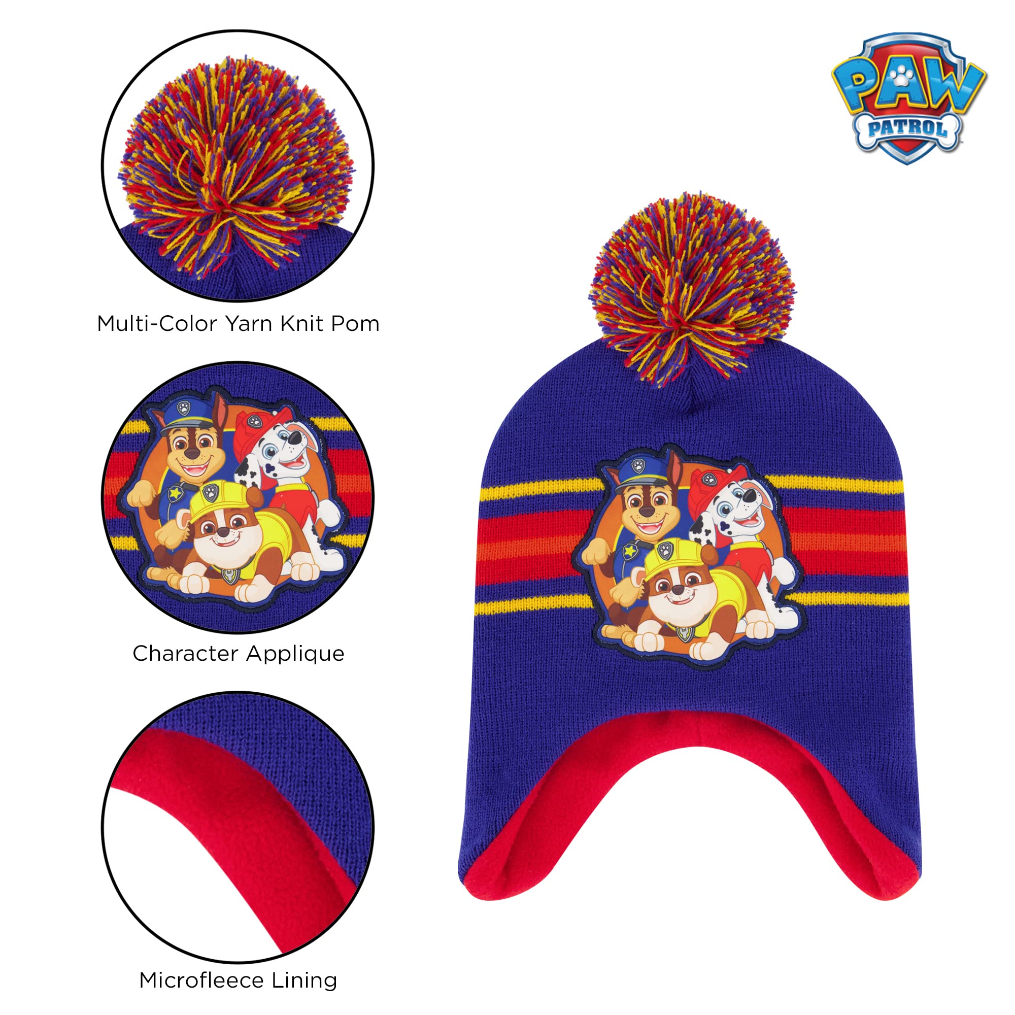 Paw Patrol Winter Hat & Mittens Set for Toddlers Age 2-4, Insulated Ski Mittens, Knit Beanie, Perfect for Snow Play, Outdoor Adventures, and Cold Weather Activities
