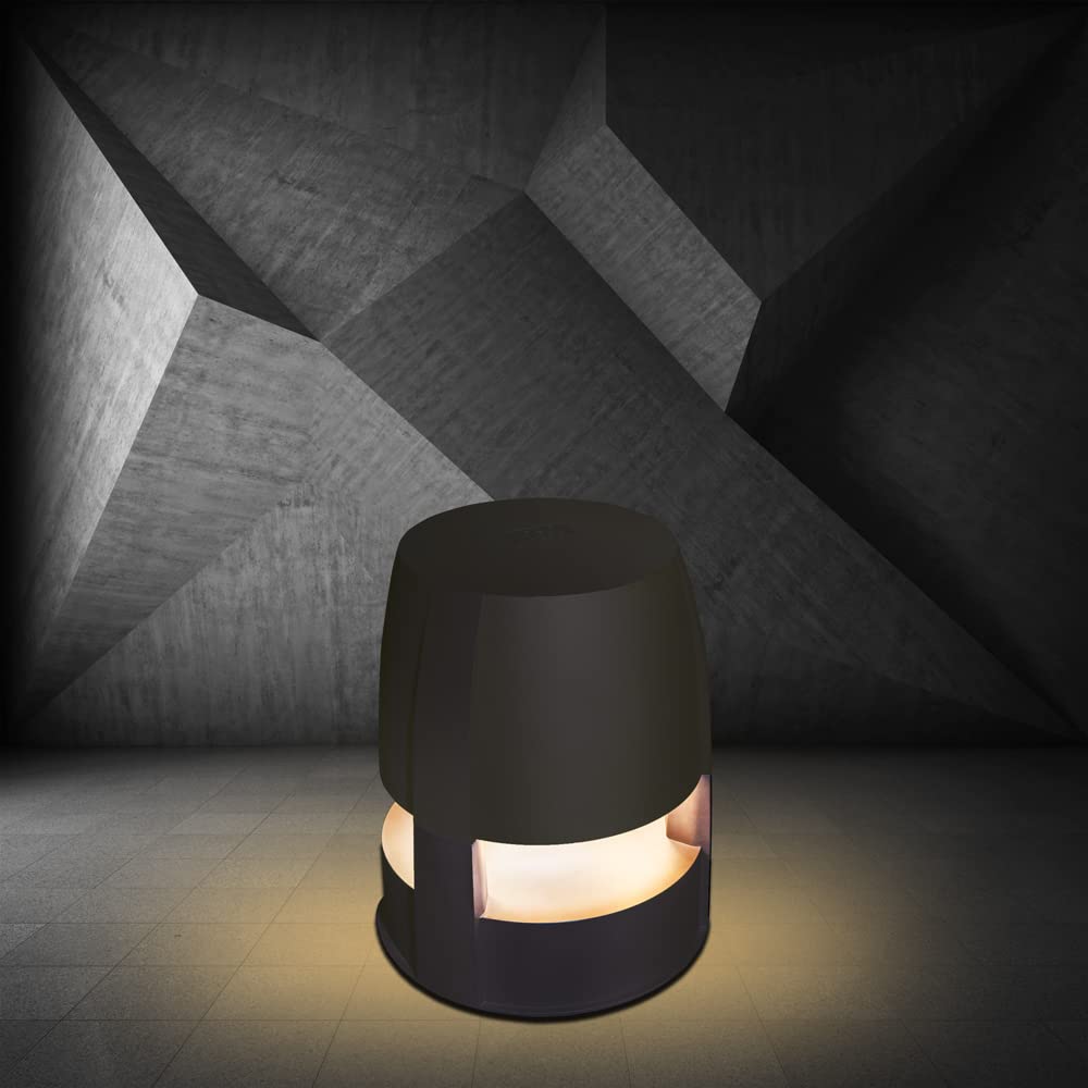 OSD Forza Lum Omni 360° Outdoor Speaker with LED Path Light - 8 Inch 200W Full Range Weatherproof Speaker, 800 Lumens Cool White LED Lighting, IP65 Bronze Enclosure - Perfect for Patio, Garden & Poolside Entertainment