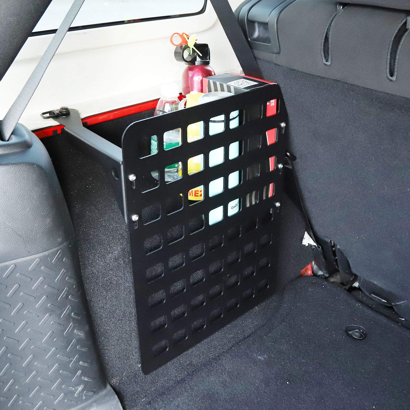 Metal MOLLE Storage Trunk Organizer & Cargo Rack Shelf for 2007-2018 Jeep Wrangler JK & Unlimited 4-Door (Driver Side) - Heavy Duty Vehicle Storage Solution for Off-Road Adventures & Camping Gear Organization